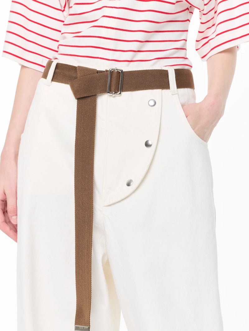 Drill Cargo Pants with Belt in Butter