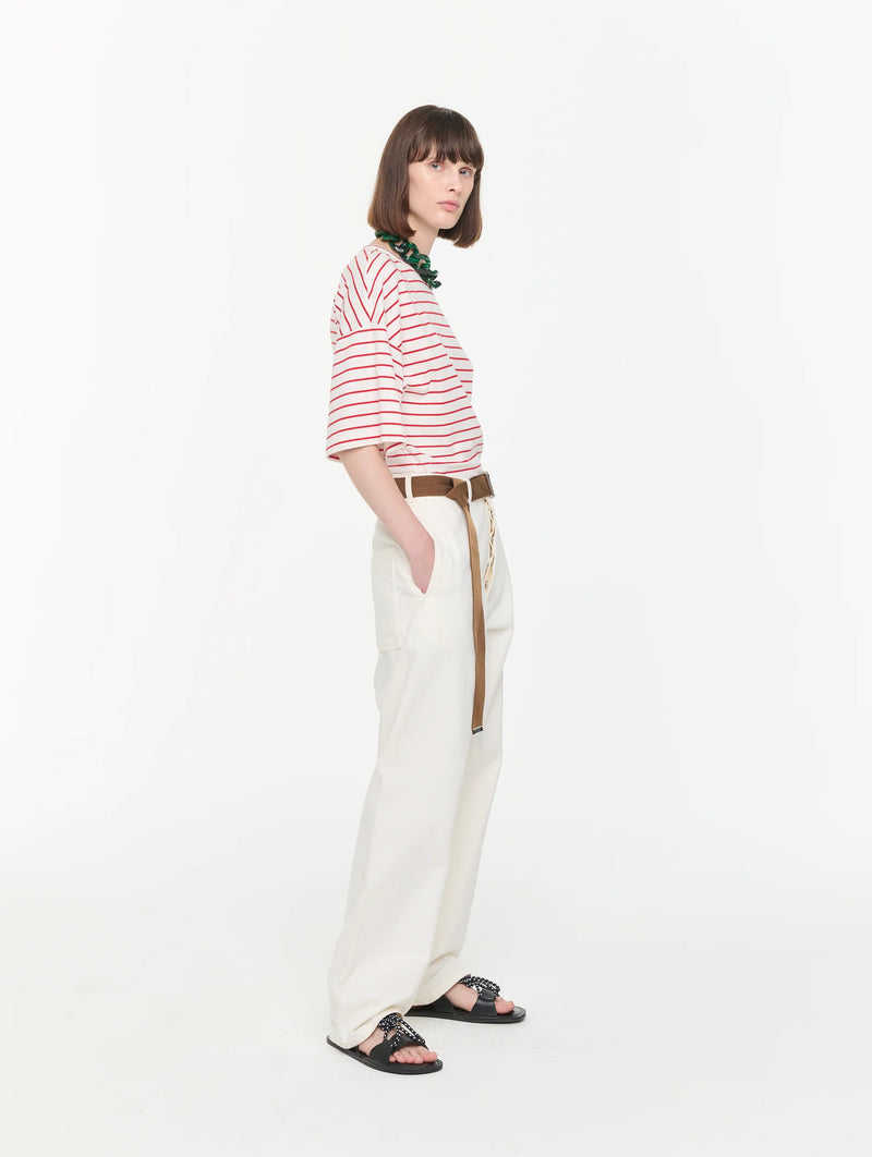 Drill Straight Leg Pant with Belt in Butter