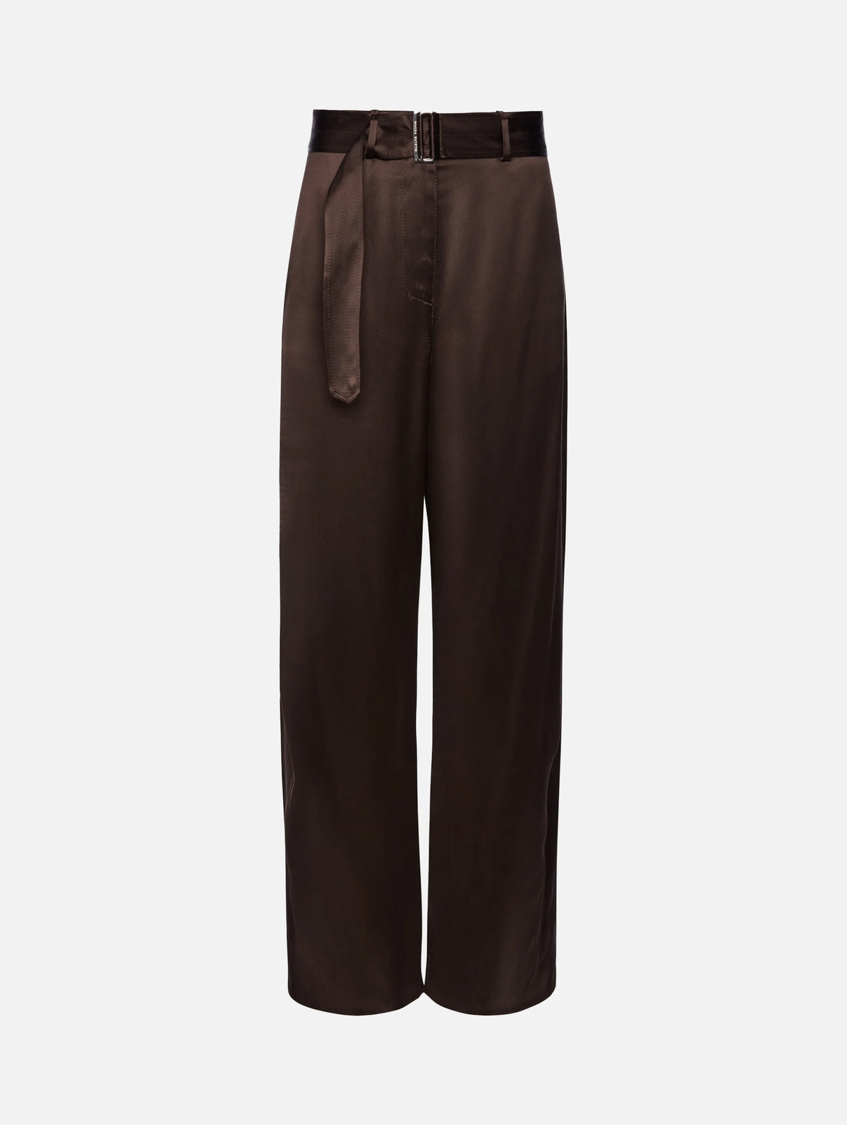 Belted Satin Trousers in Brown