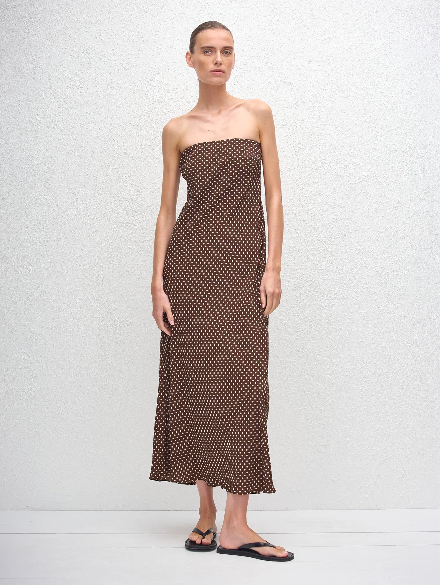 Bias Column Dress in Polka Dot