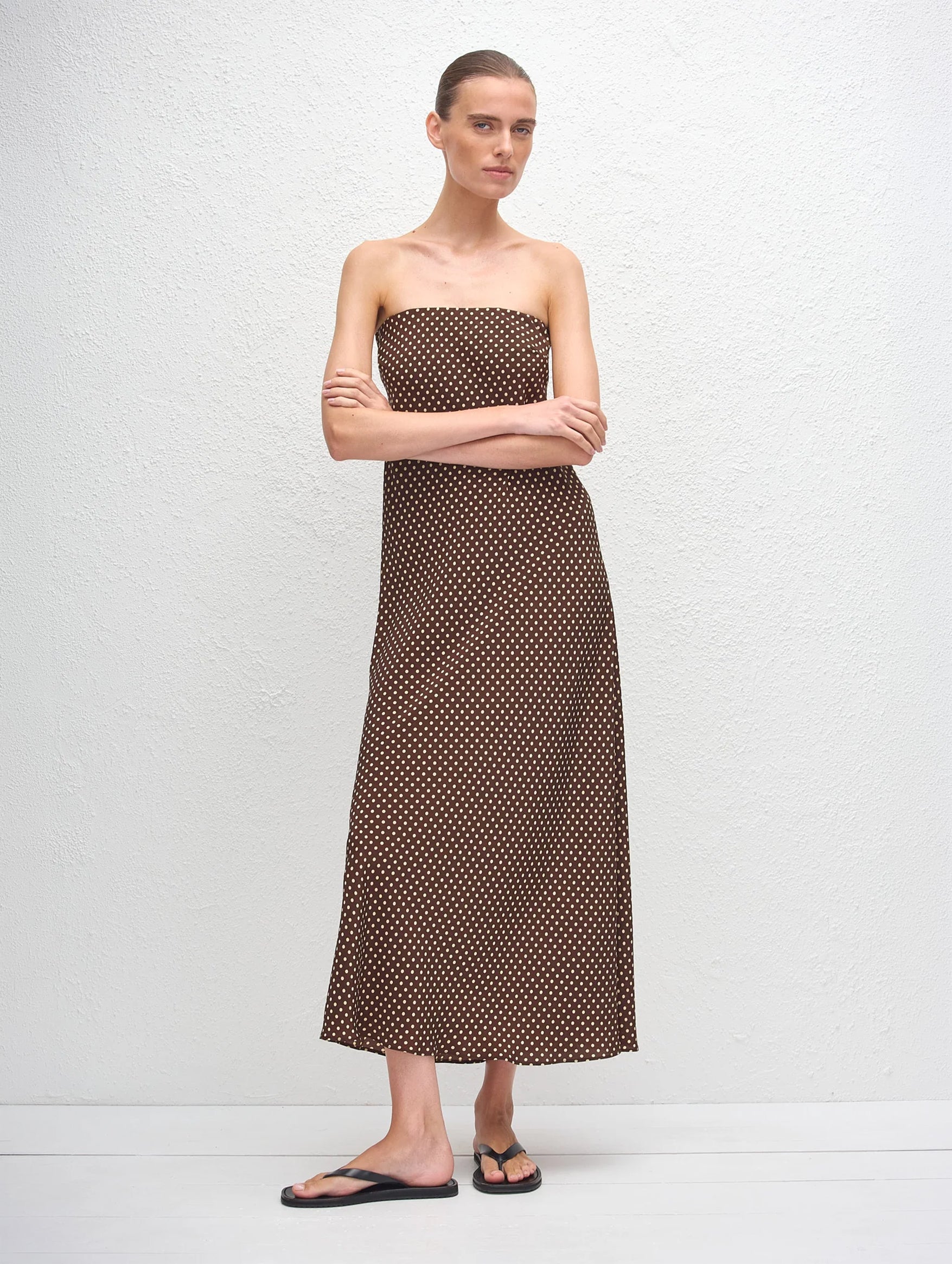 Bias Column Dress in Polka Dot