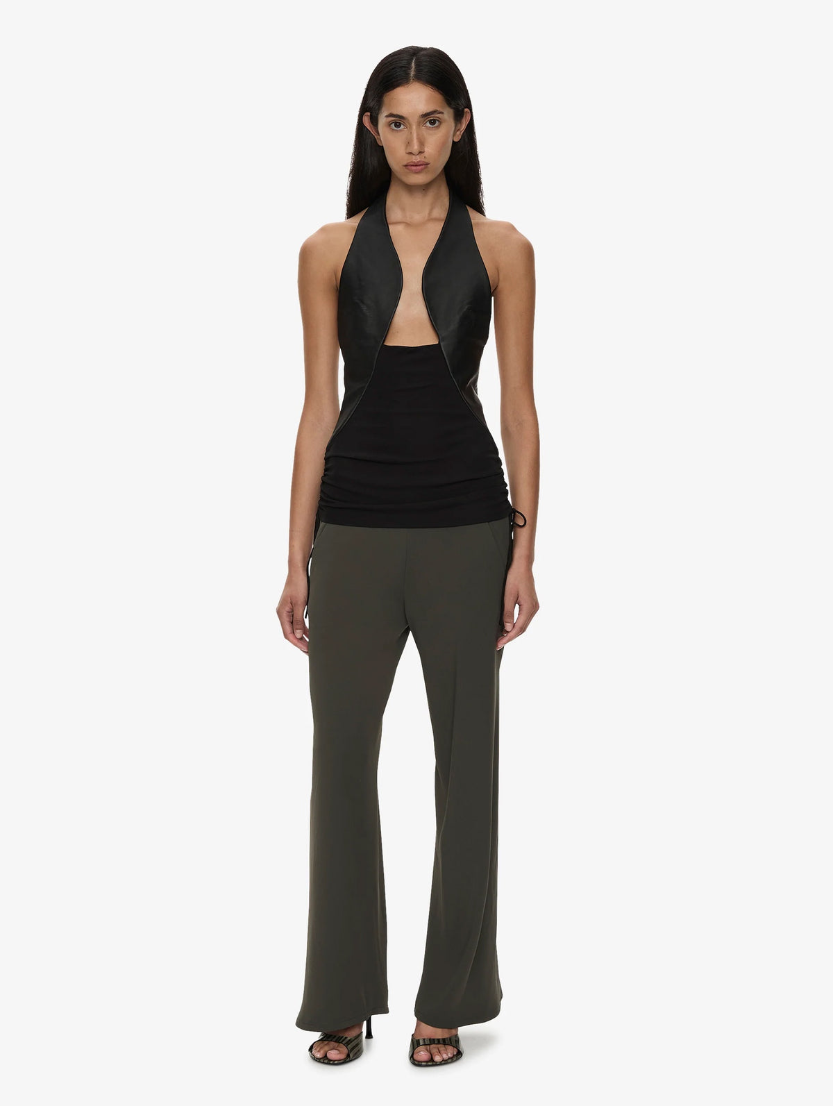 Bias Crepe Trouser in Kombu Green