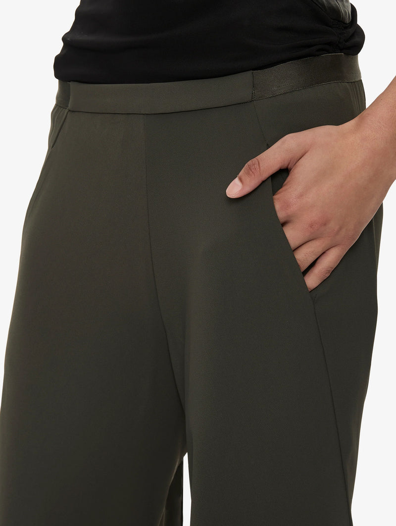 Bias Crepe Trouser in Kombu Green