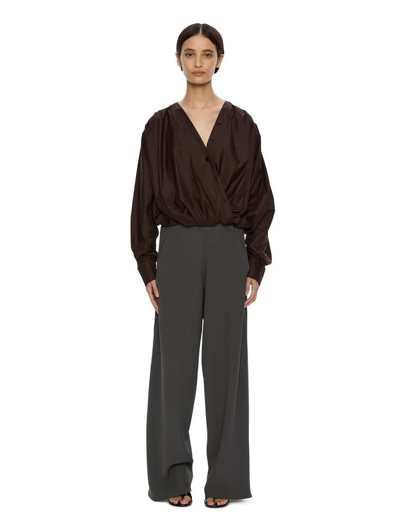 Bias Crepe Trouser in Kombu Green