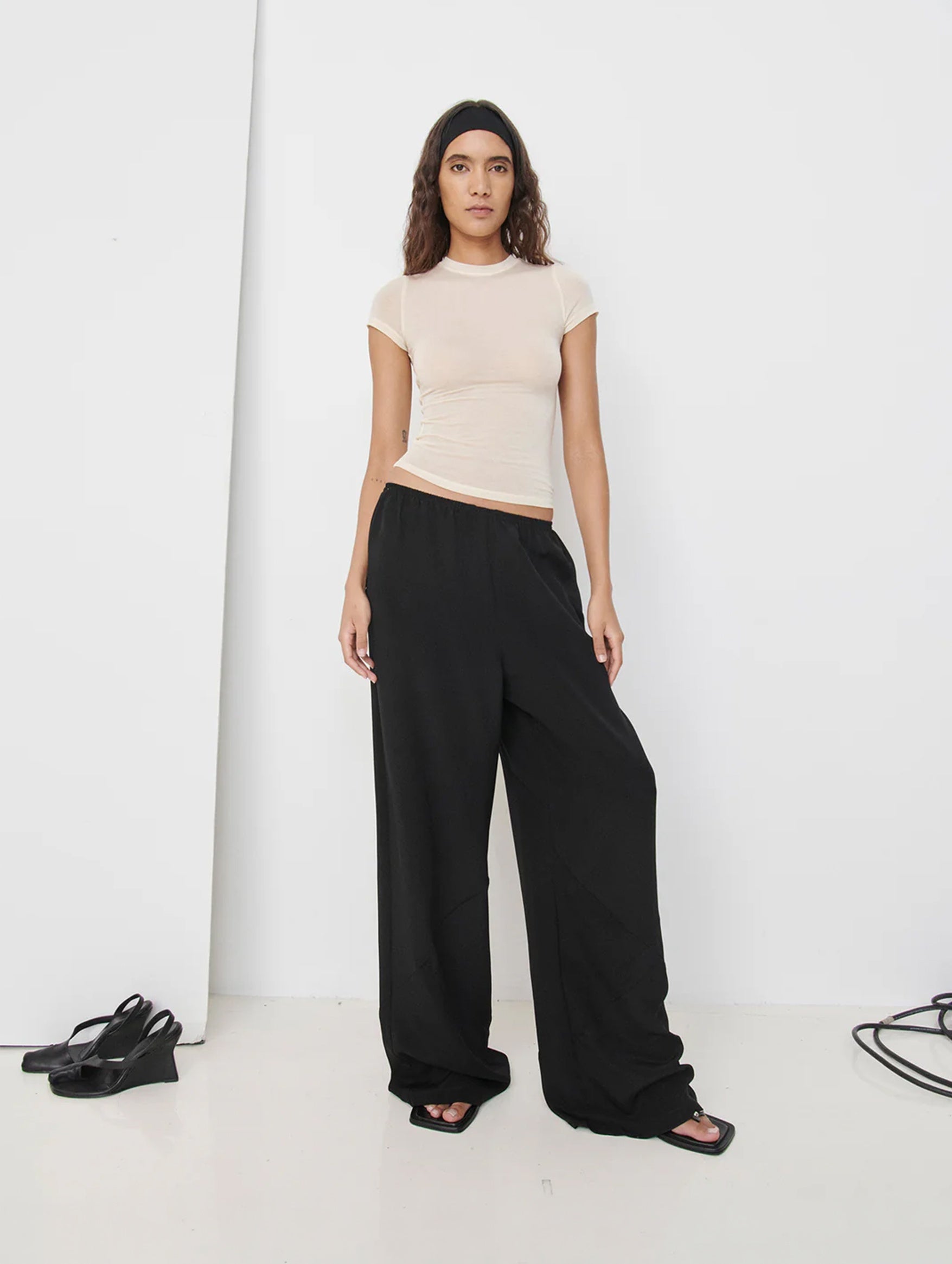 Bias Silk Pant in Black