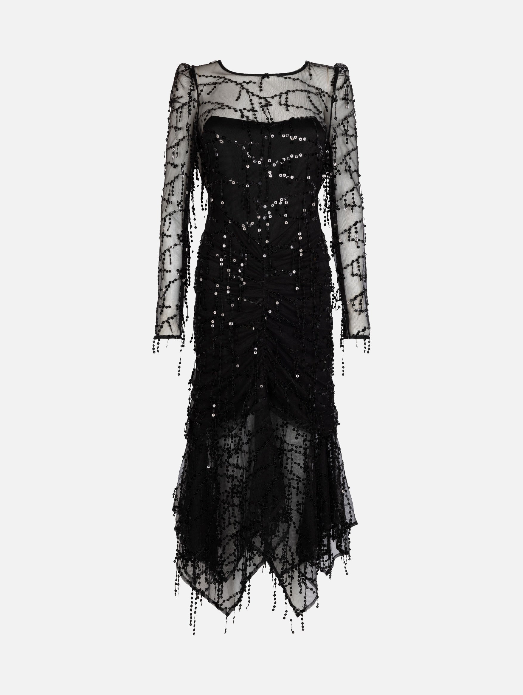 Bianca Sequin Fringe Dress in Black