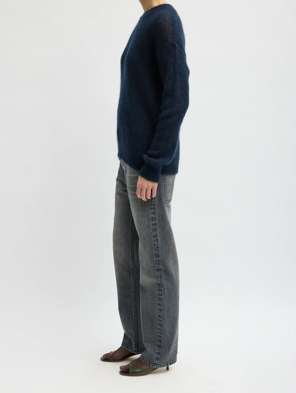 Black Stretch Selvedge Denim Charlotte Jean in Vintage Black