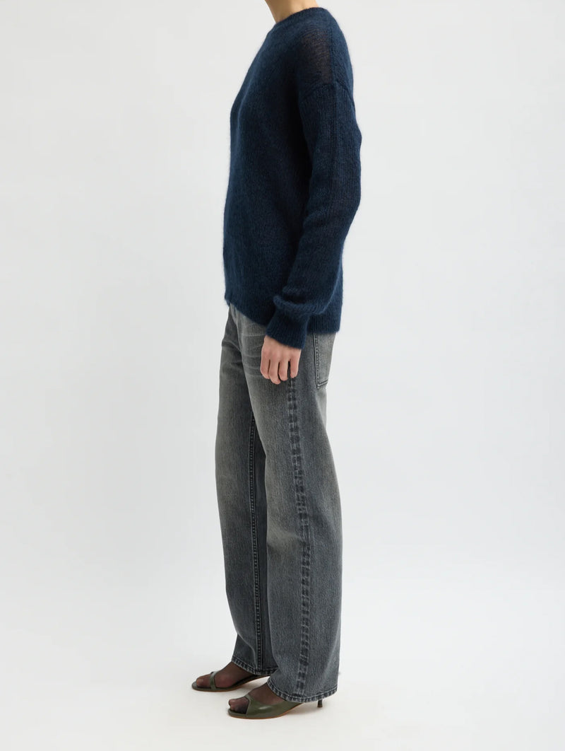 Black Stretch Selvedge Denim Charlotte Jean in Vintage Black