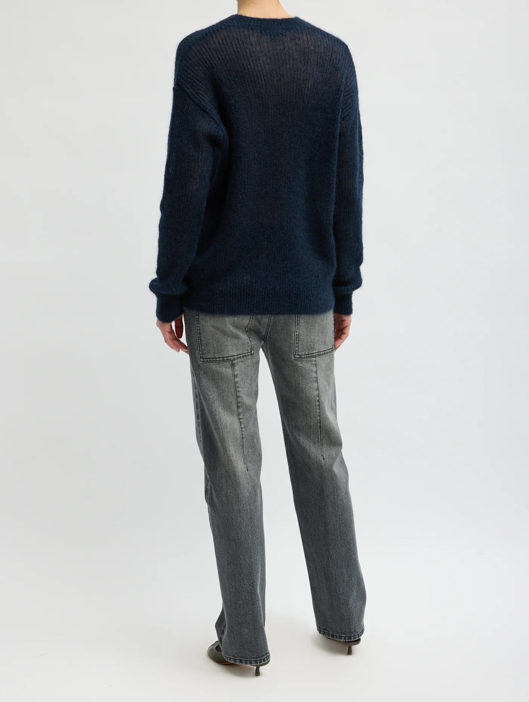 Black Stretch Selvedge Denim Charlotte Jean in Vintage Black