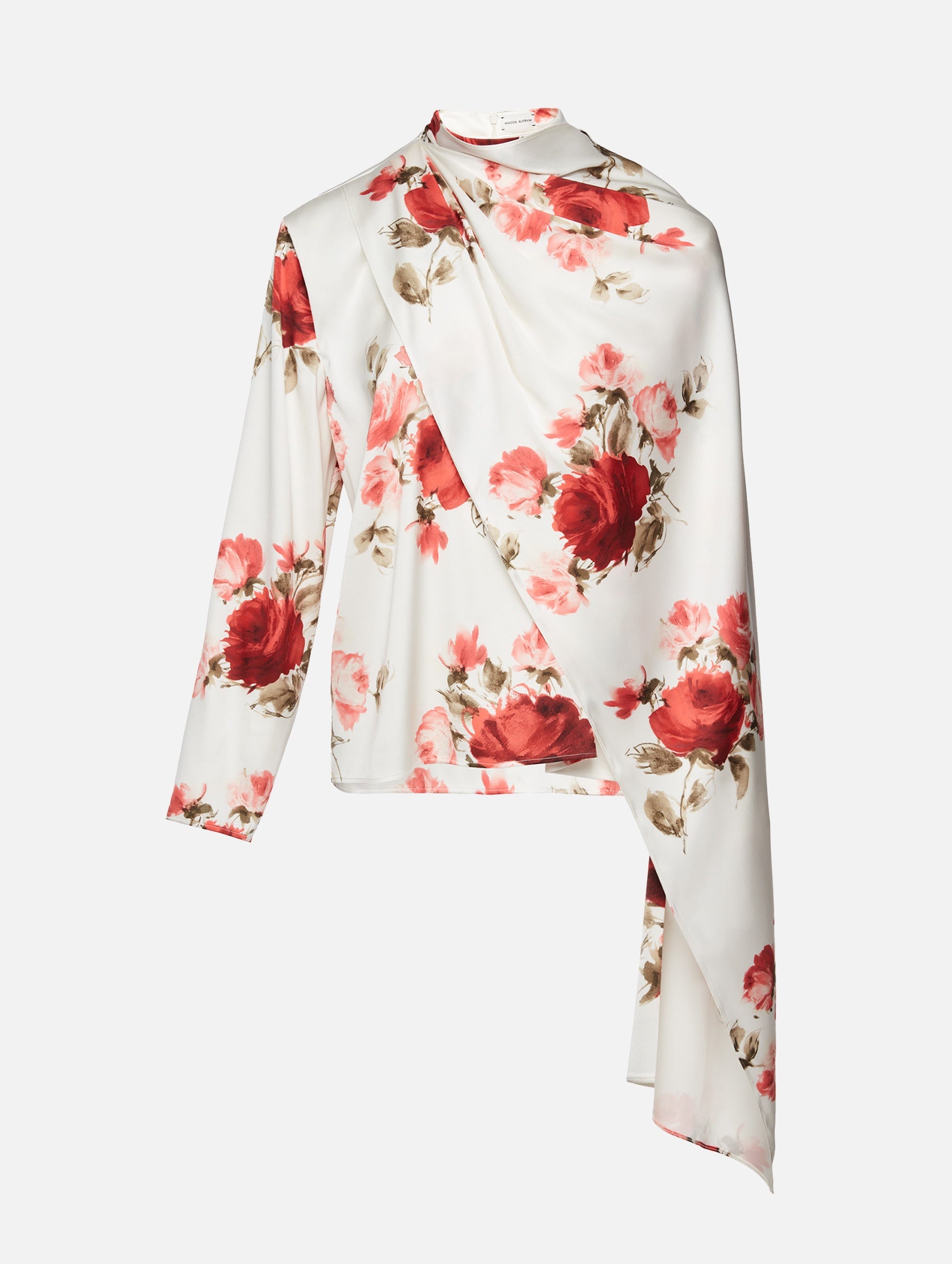 Cape-effect Silk Blouse in Cream Print