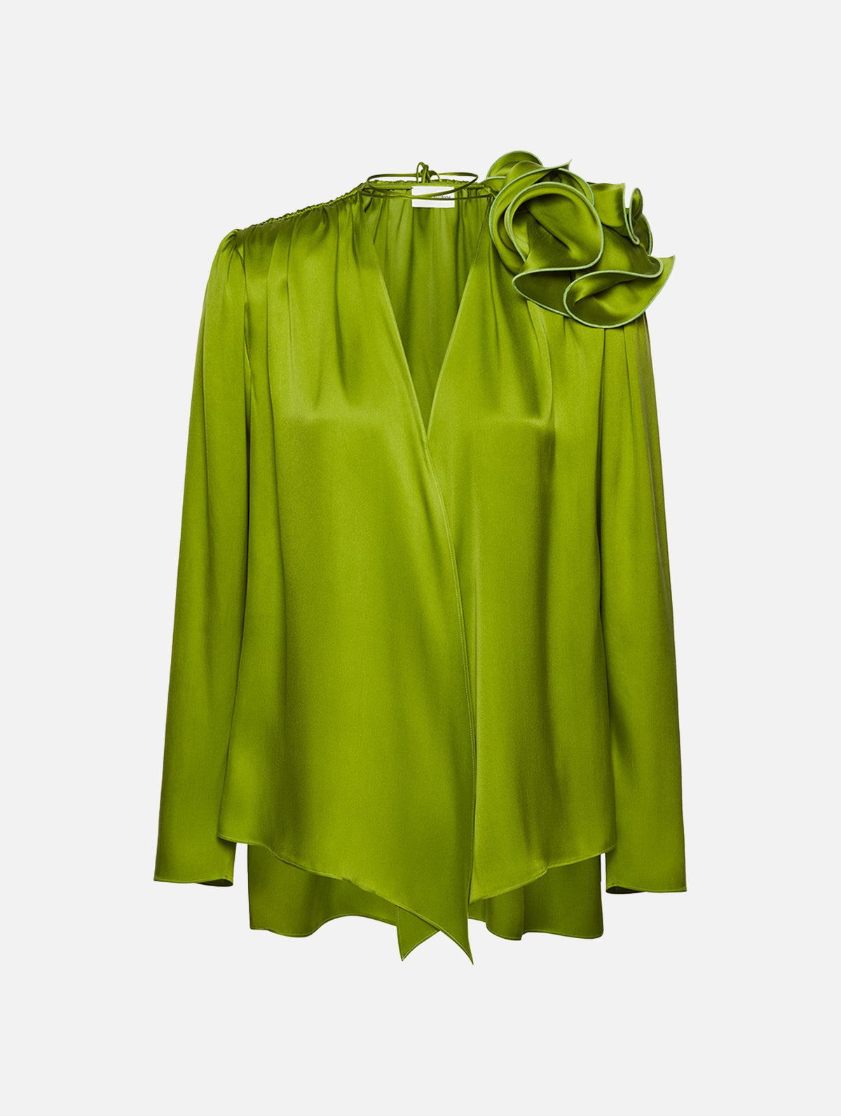 Classic Silk Flower Blouse in Green