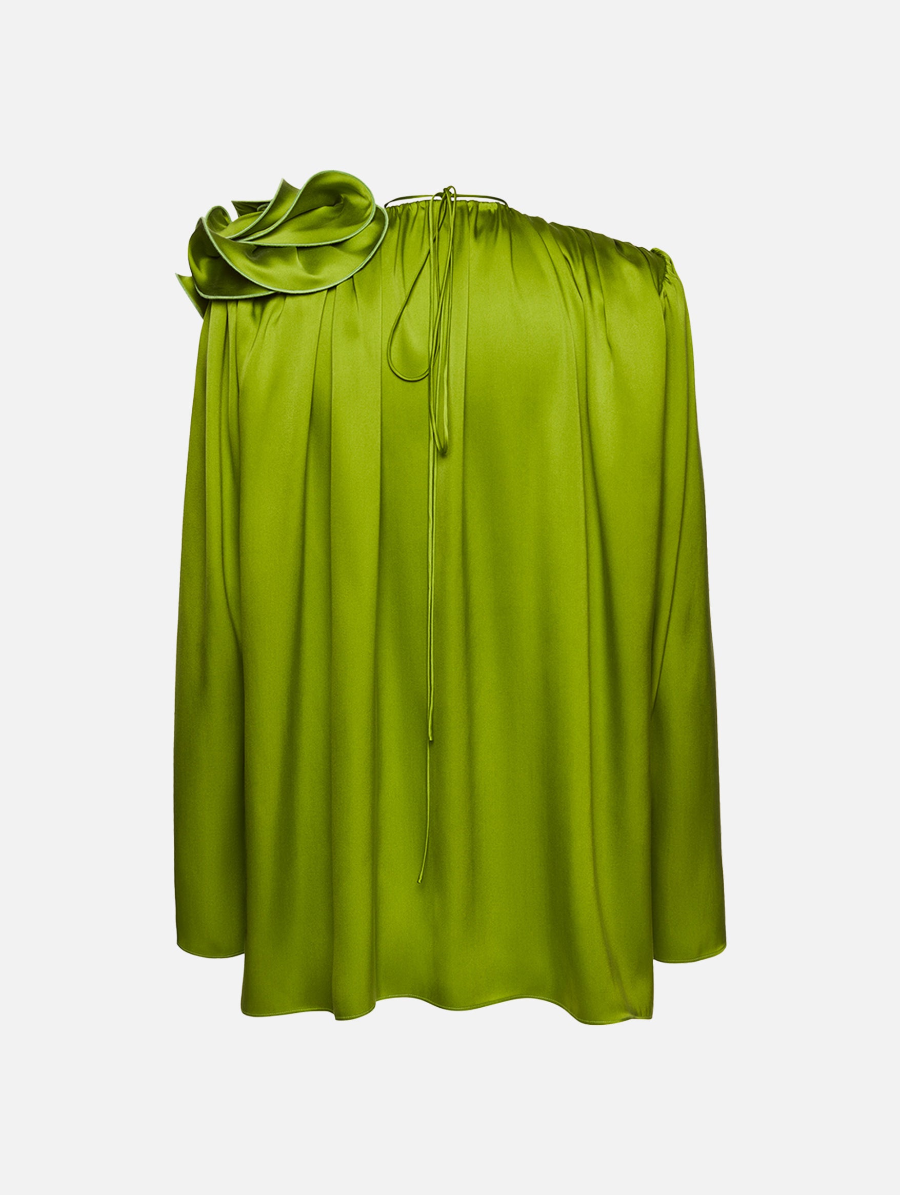 Classic Silk Flower Blouse in Green