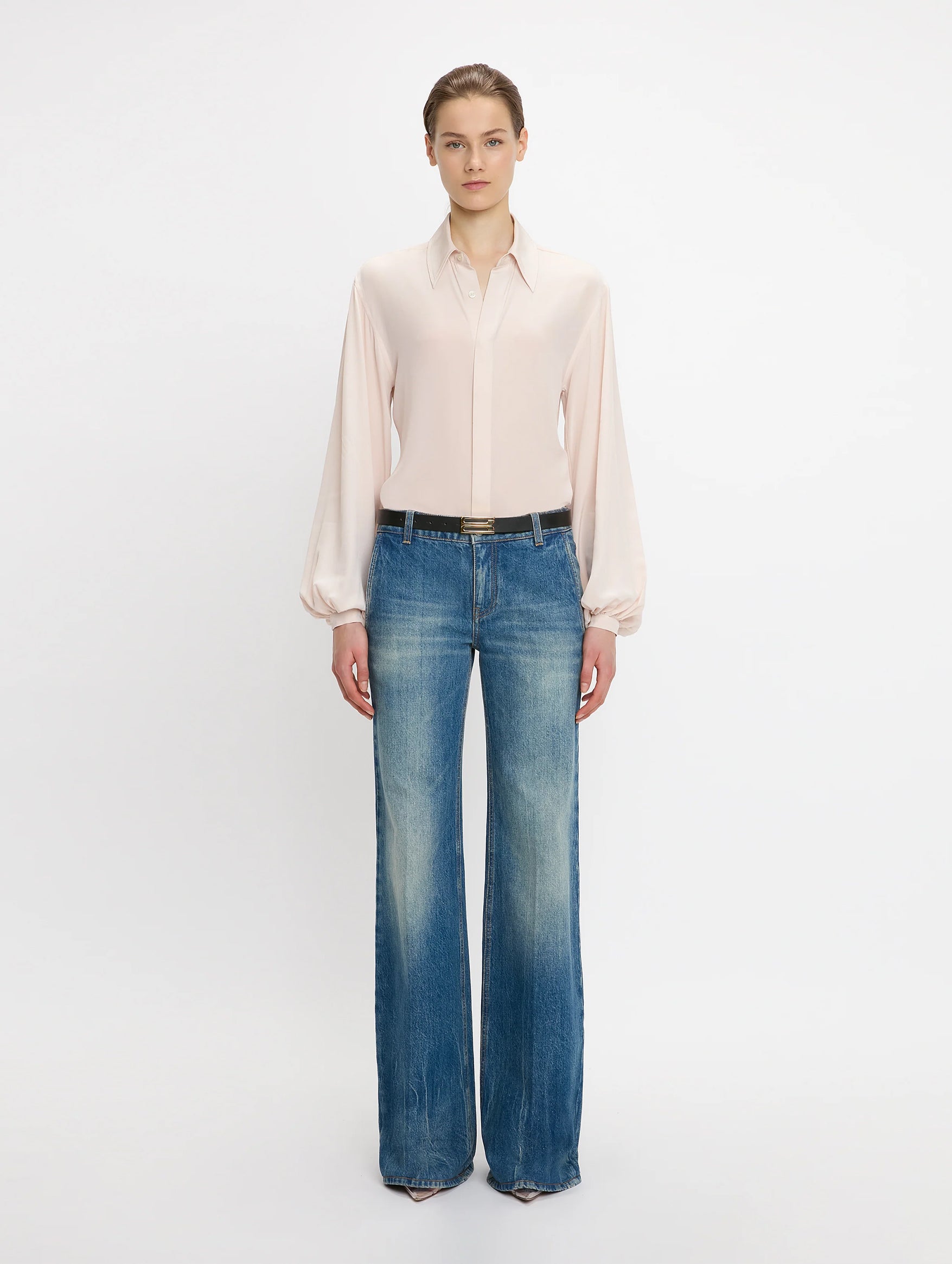 Blouson Sleeve Blouse in Blush