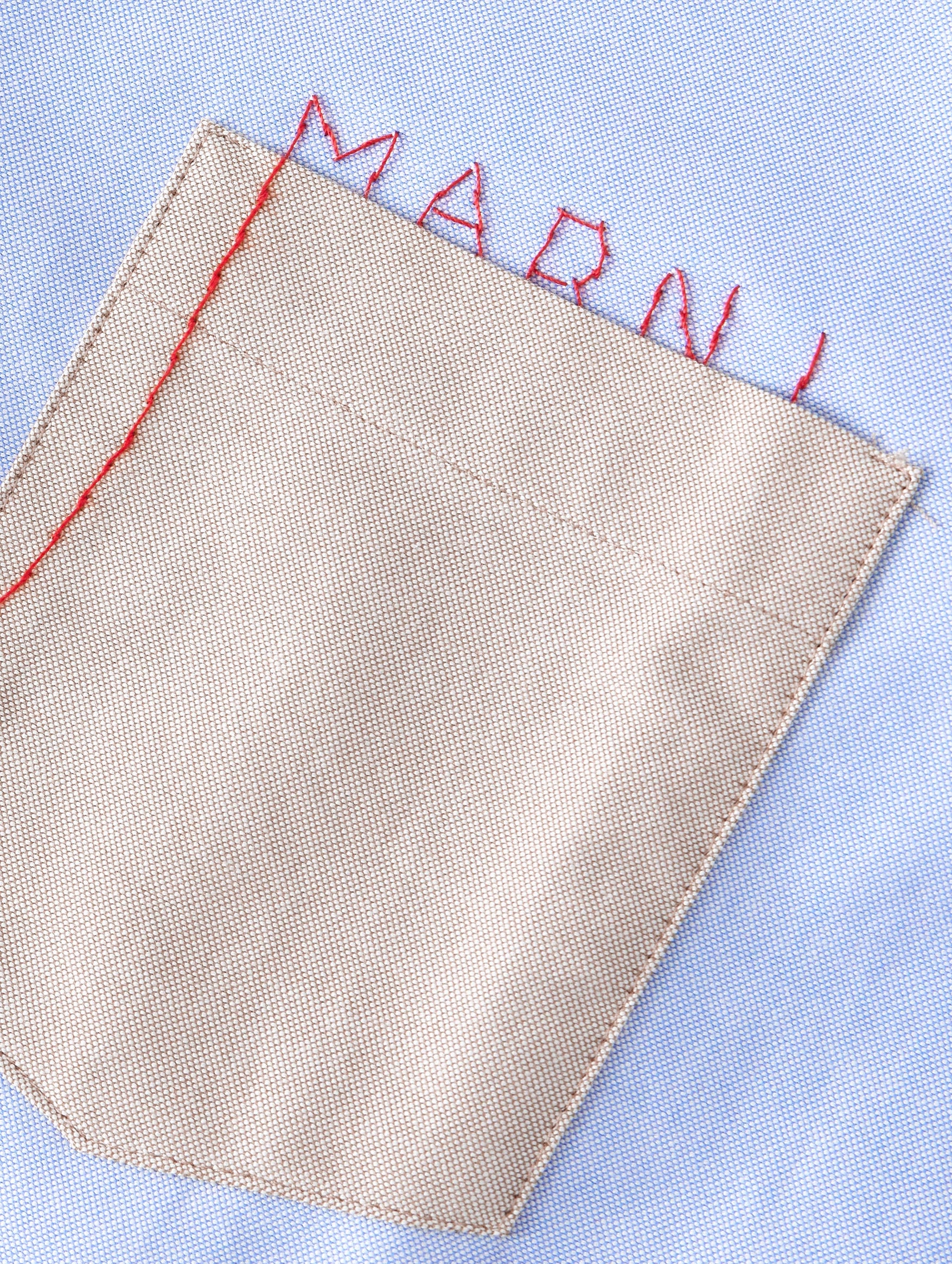 Embroidered Cotton Oxford Shirt in Light Blue