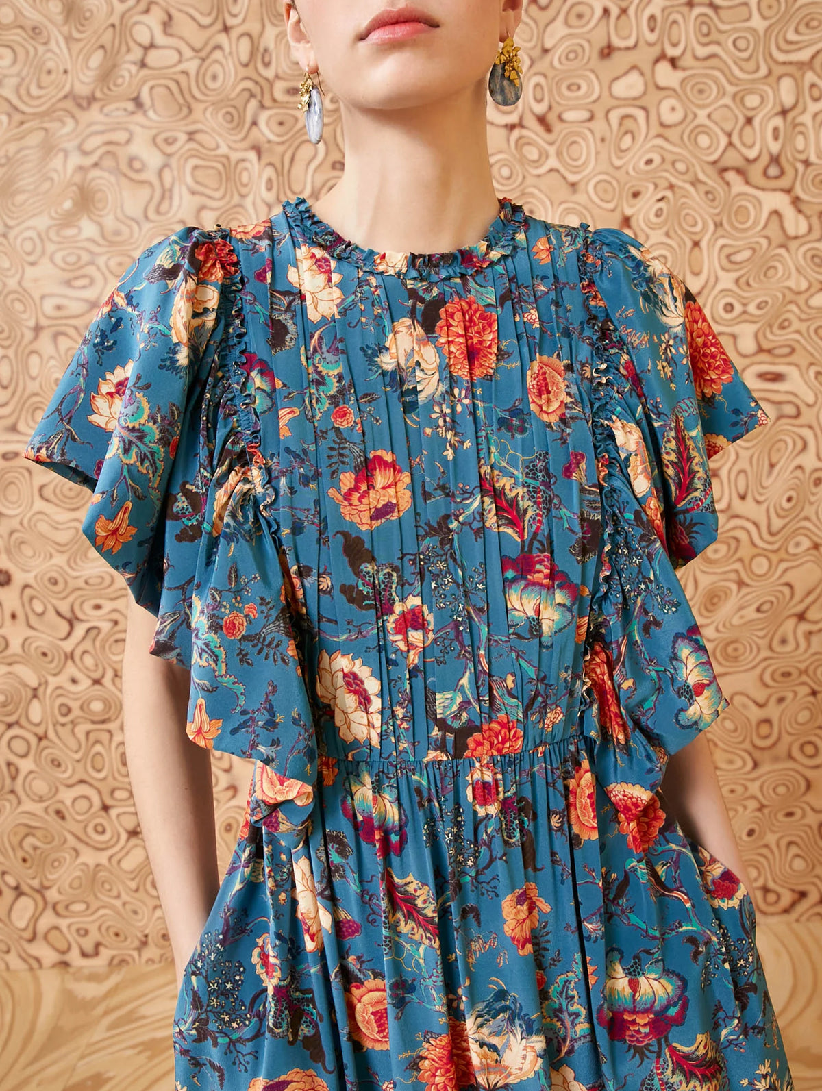 Ilaria Silk Dress in Bluette Floral