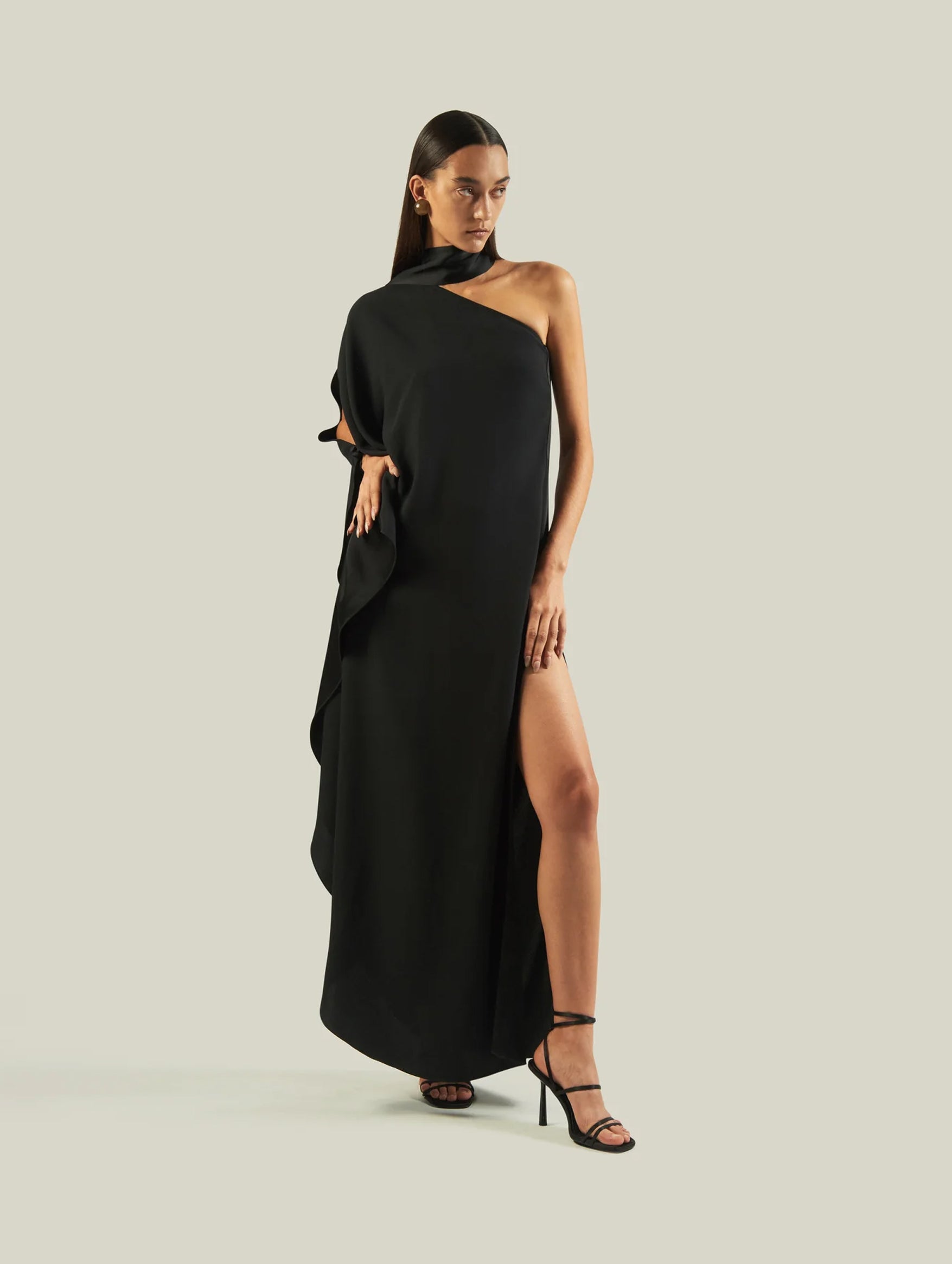 Bolkan One Shoulder Dress in Black