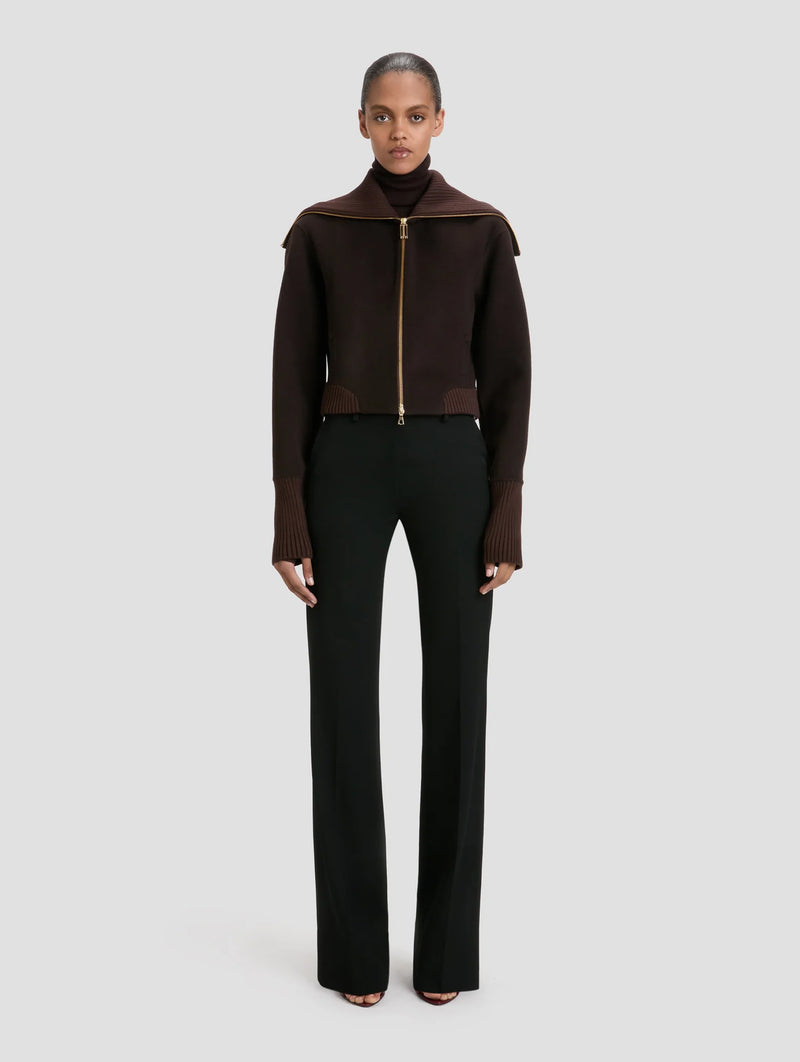Double Faced Bomber Jacket in Dark Chocolate and Coco