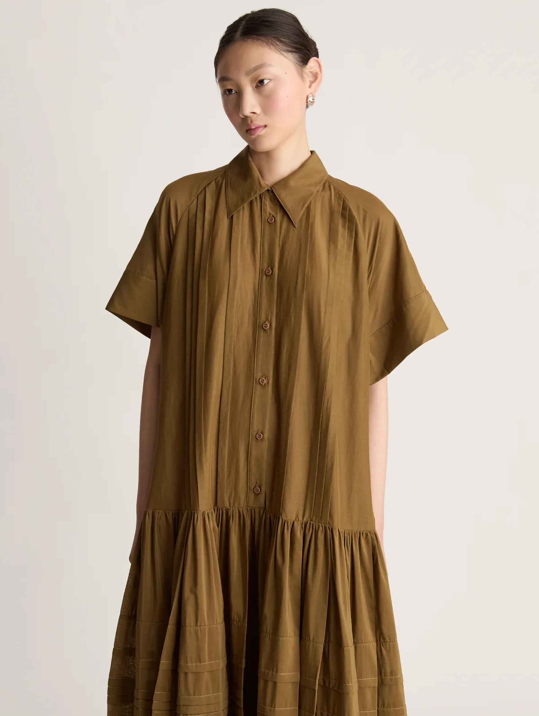 Bonnie Shirt Dress in Khaki