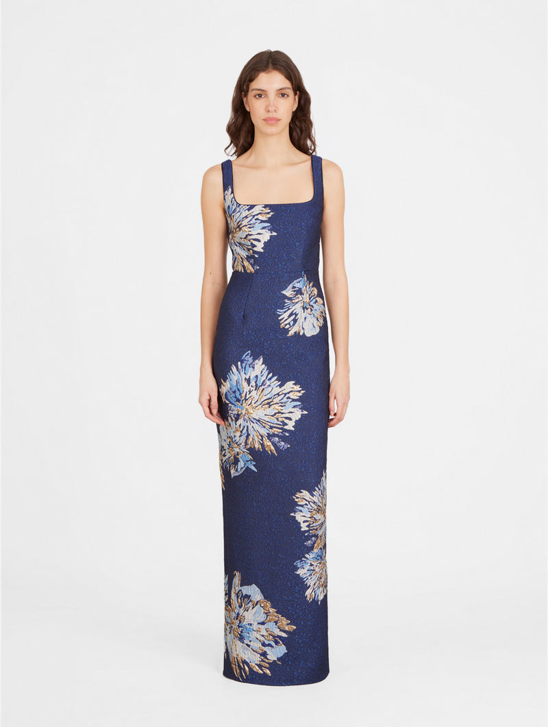 Bora Long Dress in Brushstroke Dahlia