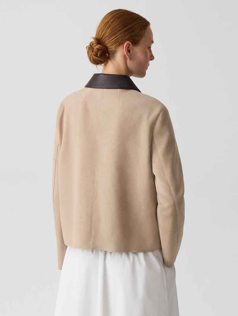 Boxy Patch Pocket Jacket in Suede Tan