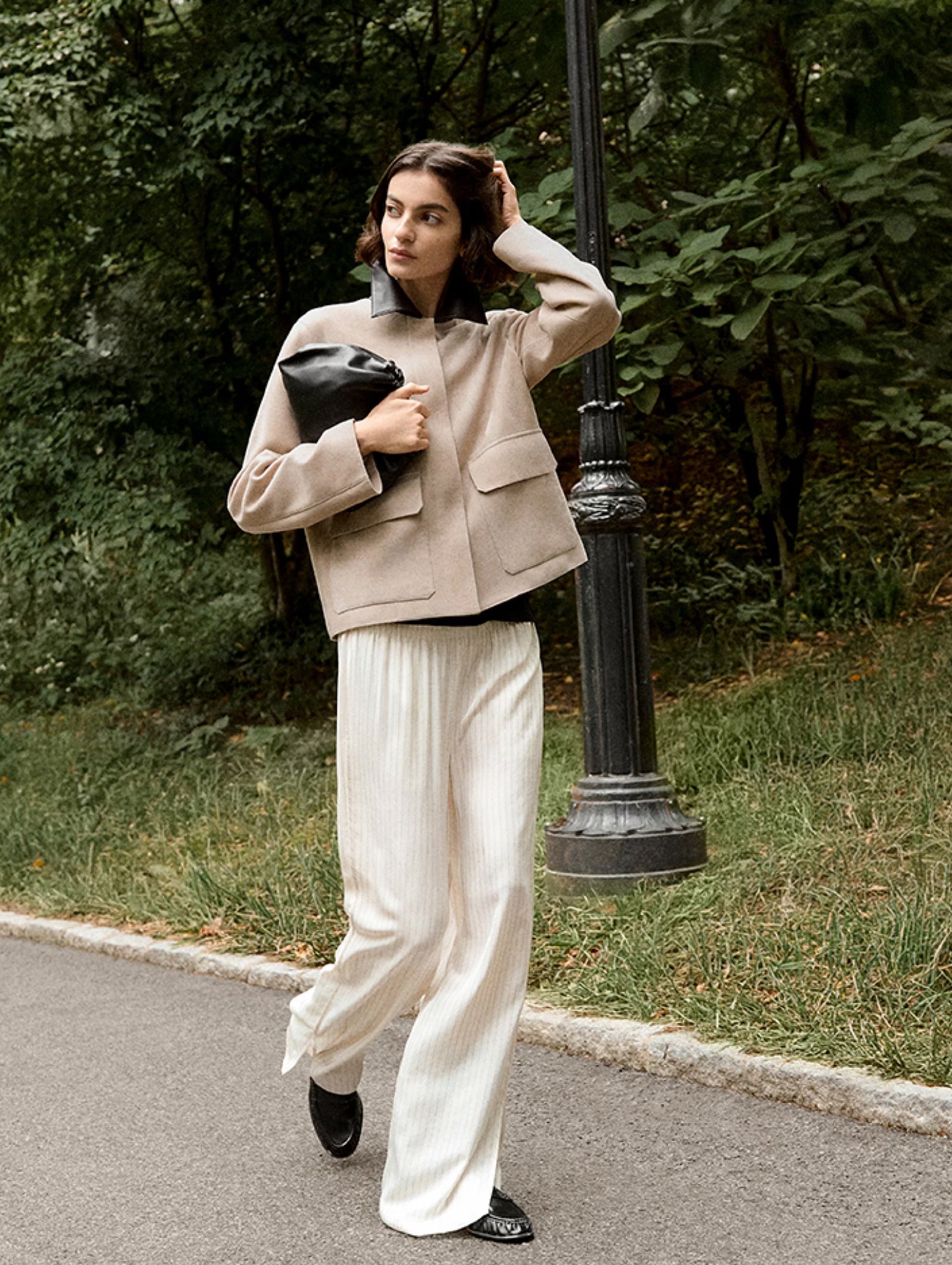 Boxy Patch Pocket Jacket in Suede Tan