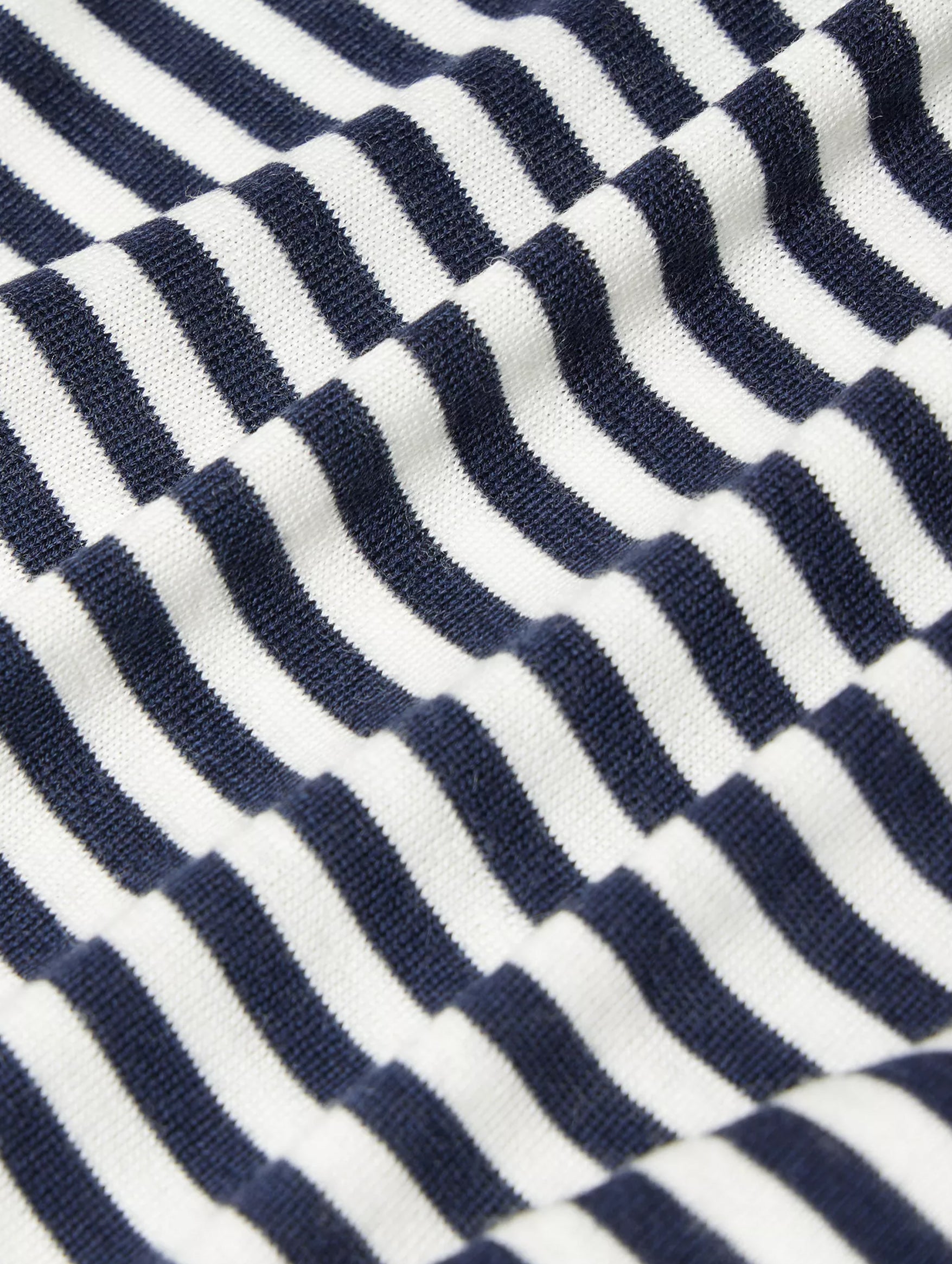 Boy Merino Polo in Deep Navy Stripe
