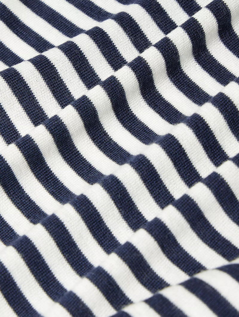 Boy Merino Polo in Deep Navy Stripe