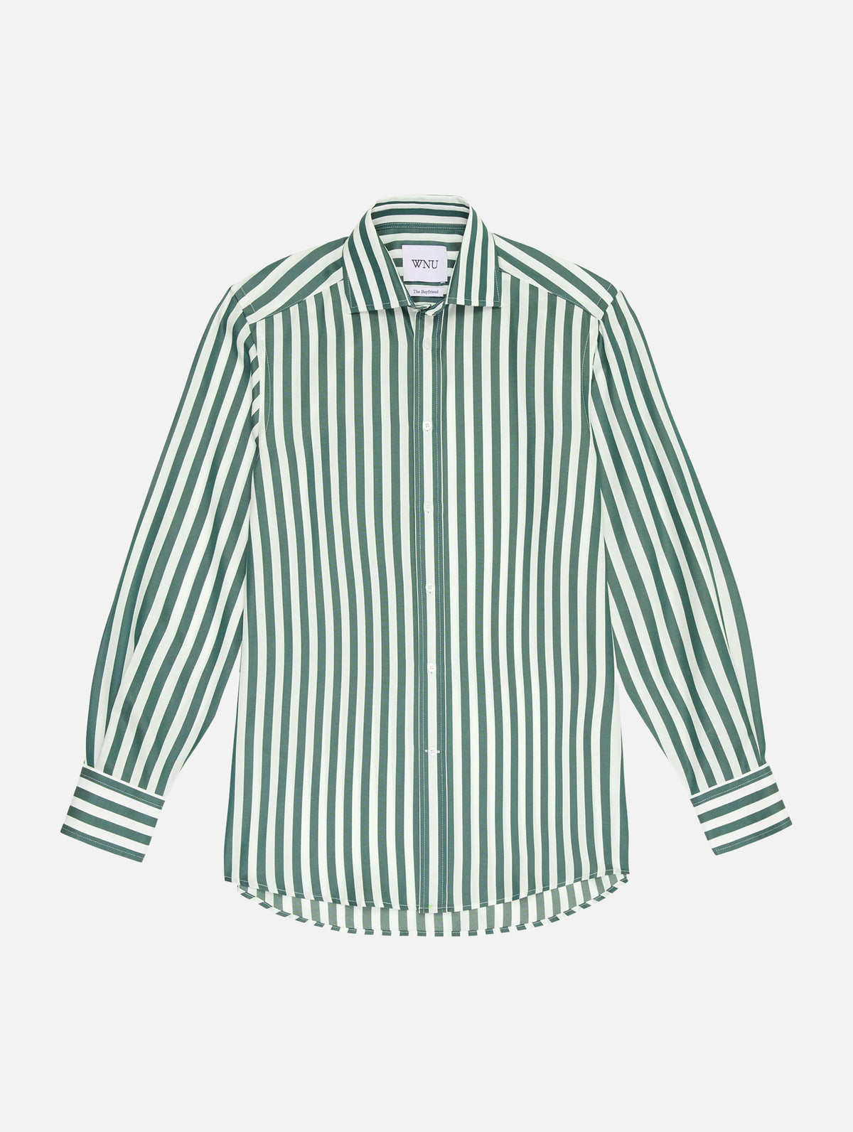 The Boyfriend Shirt in Forest Green Stripe