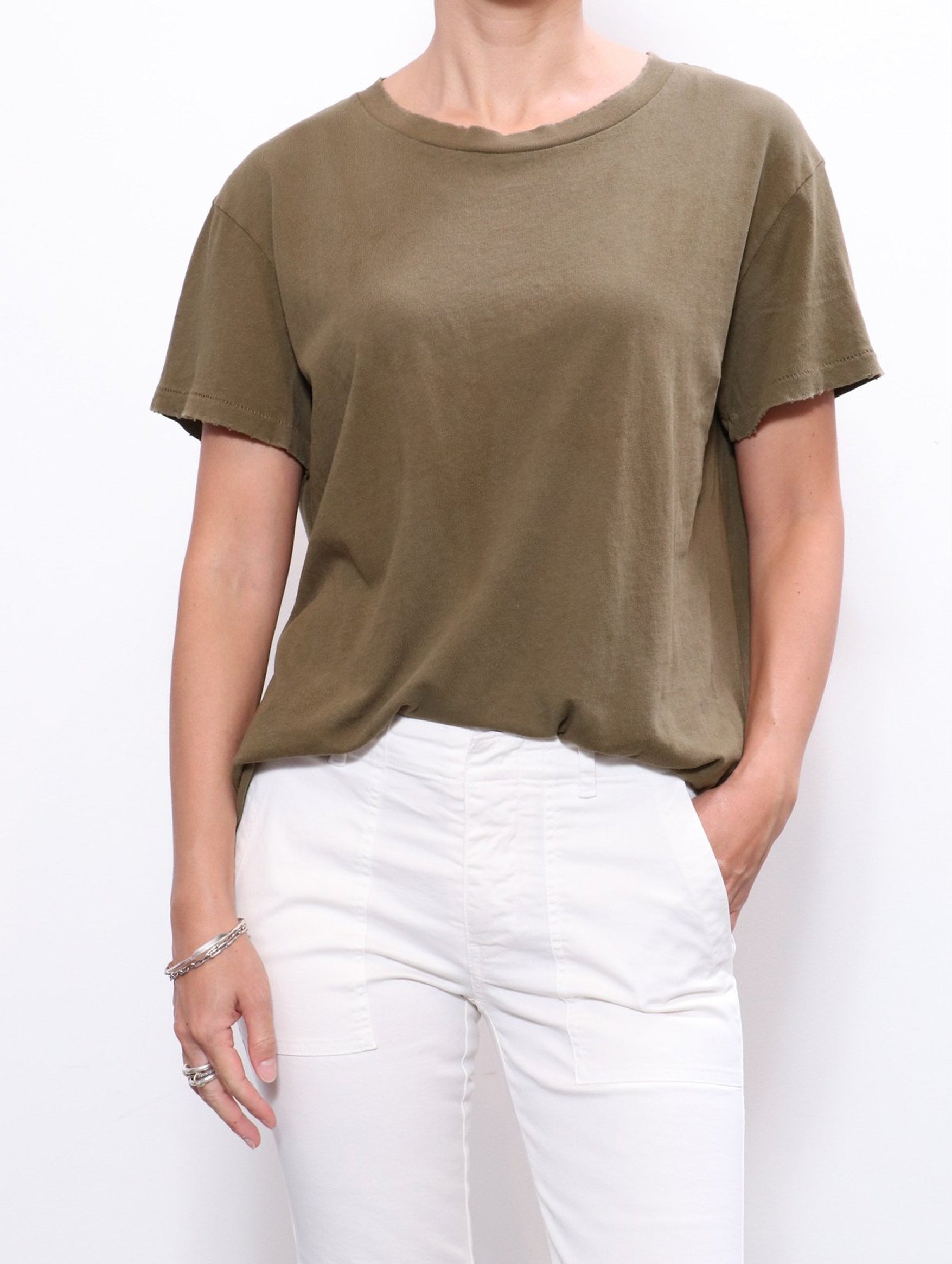Brady Cotton Tee in Army Green
