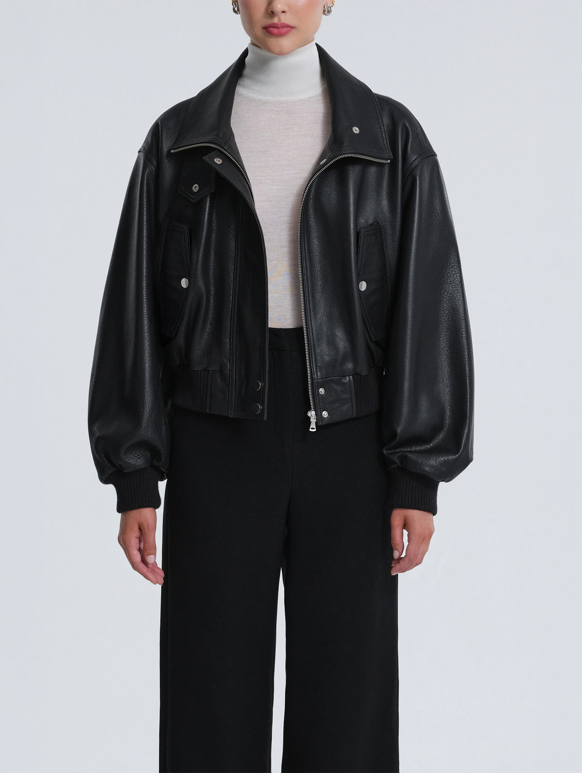Briar Cropped Bomber in Black
