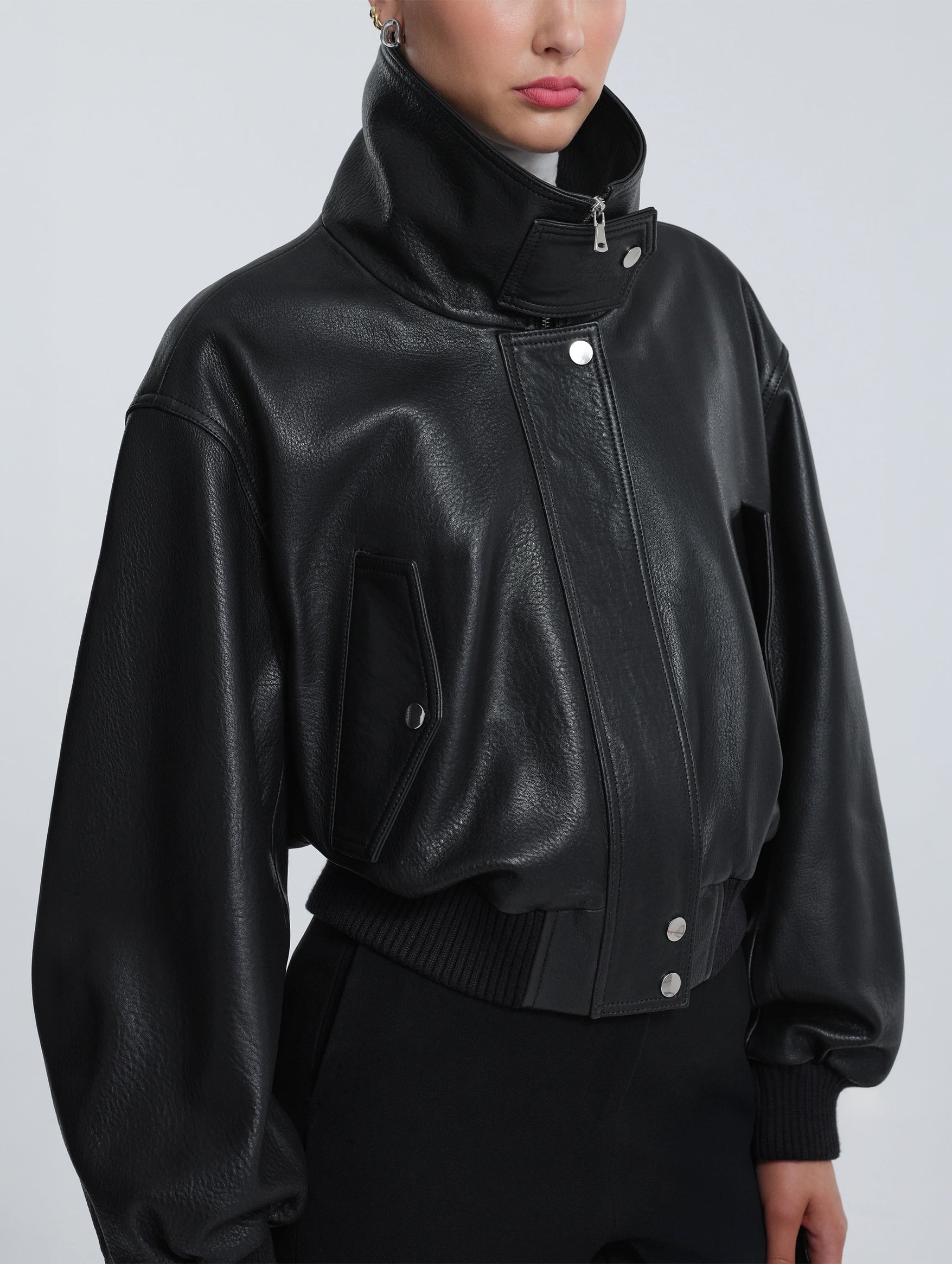 Briar Cropped Bomber in Black