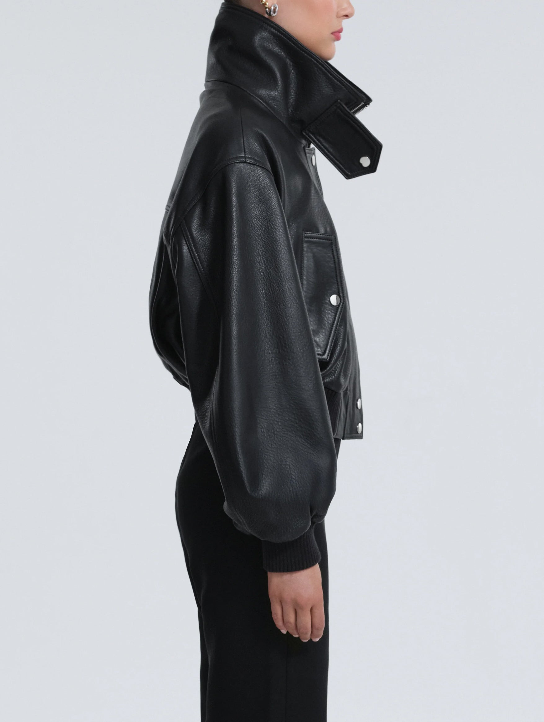Briar Cropped Bomber in Black