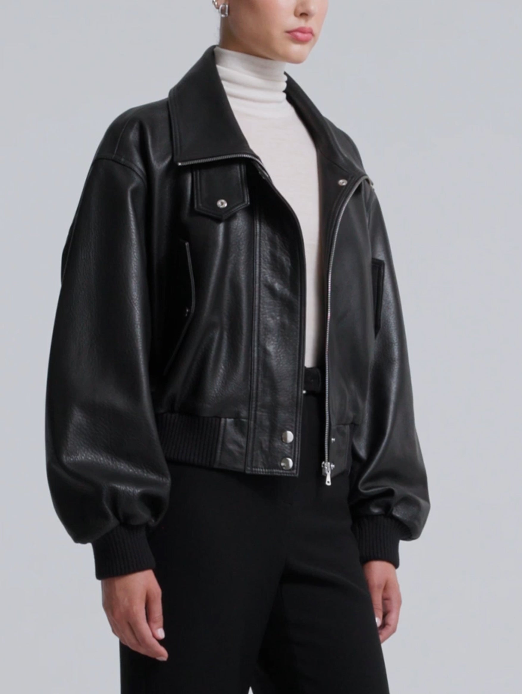 Briar Cropped Bomber in Black
