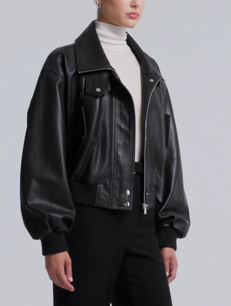 Briar Cropped Bomber in Black