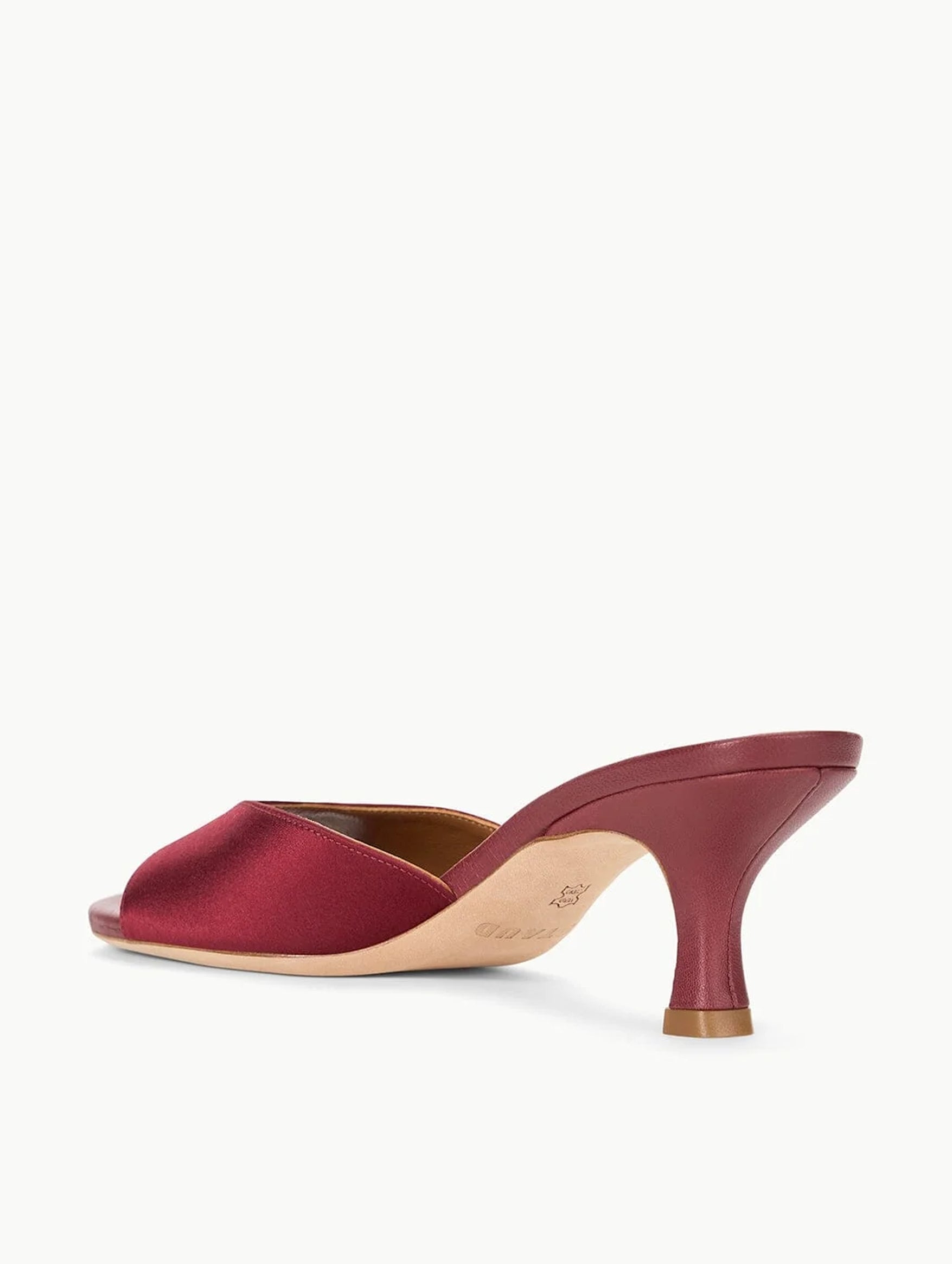 Satin Brigitte Mule in Pinot