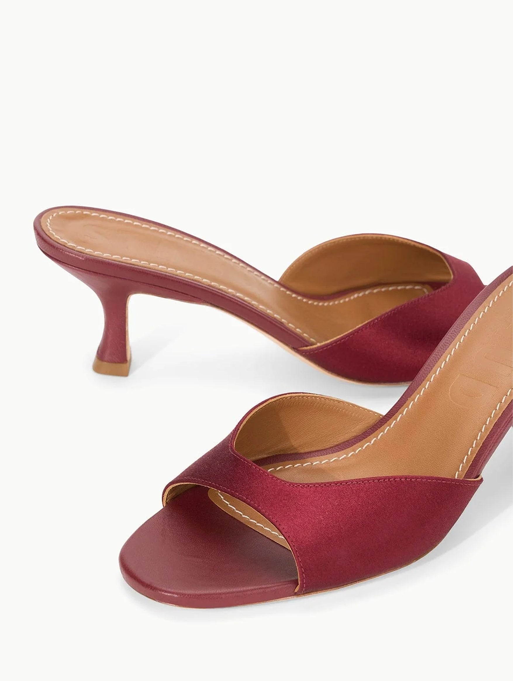 Satin Brigitte Mule in Pinot