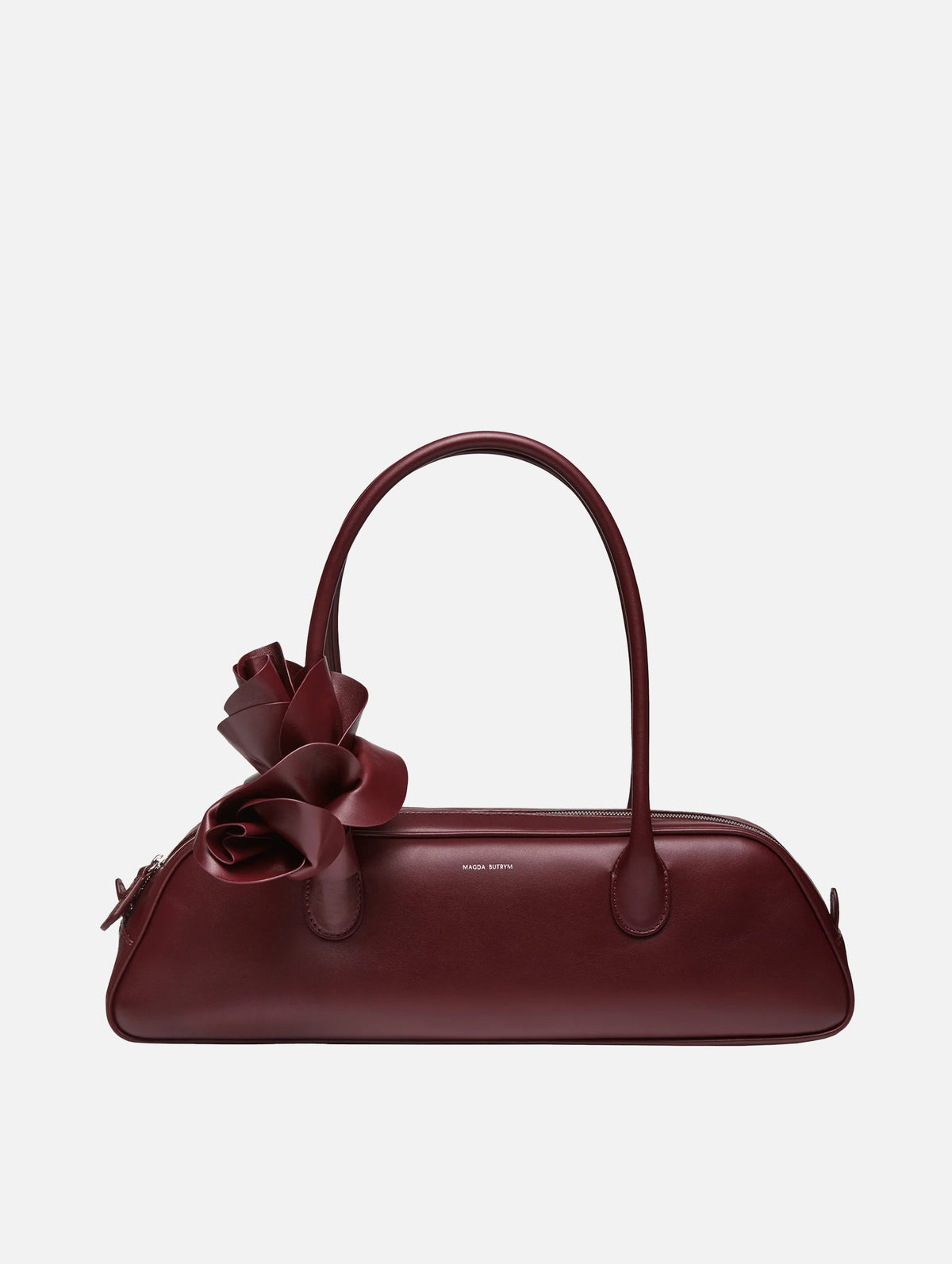 Brigitte Trapeze Bag in Burgundy Leather and Silver