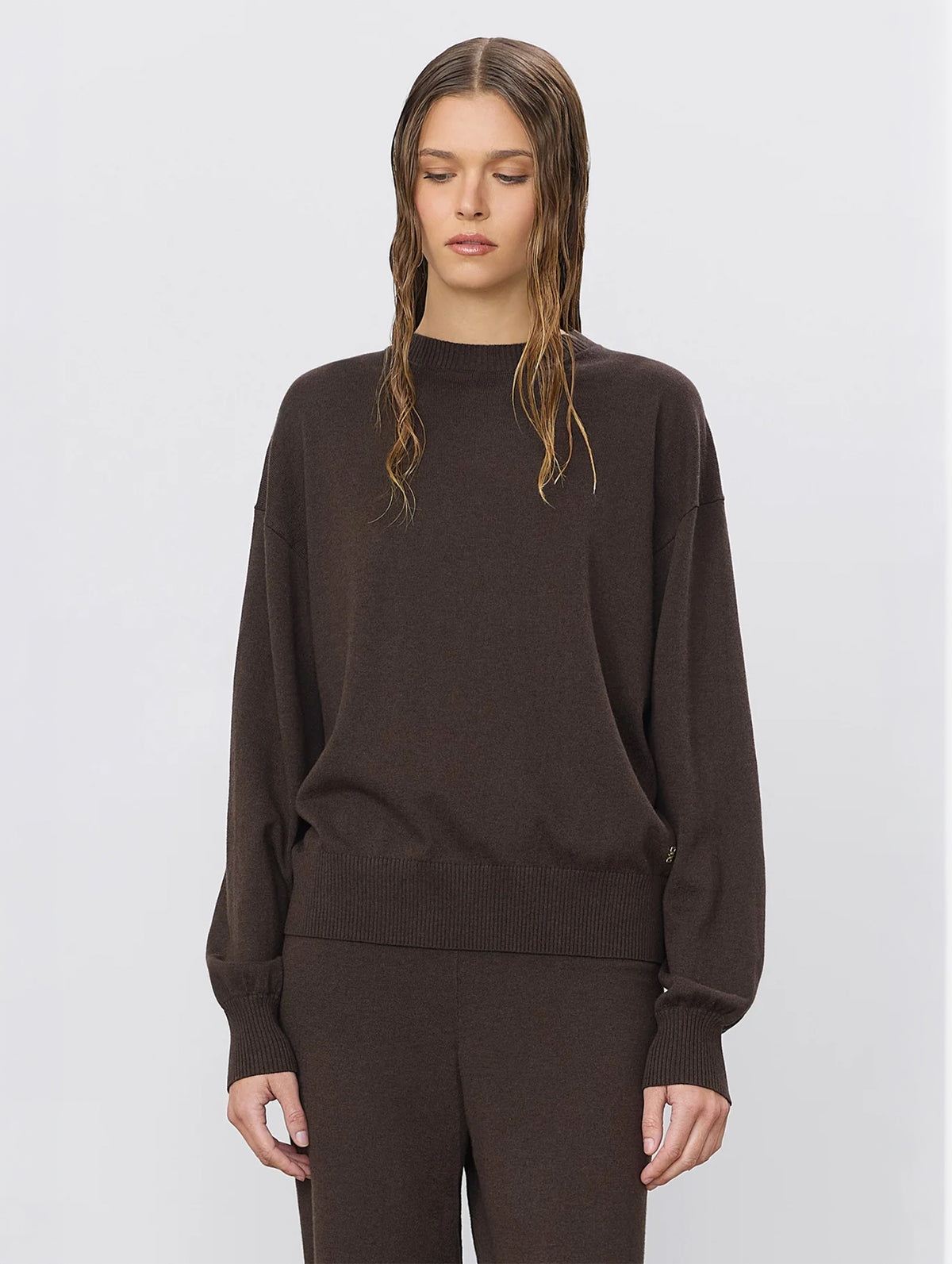 Brock Cotton Cashmere Sweater in Mushroom