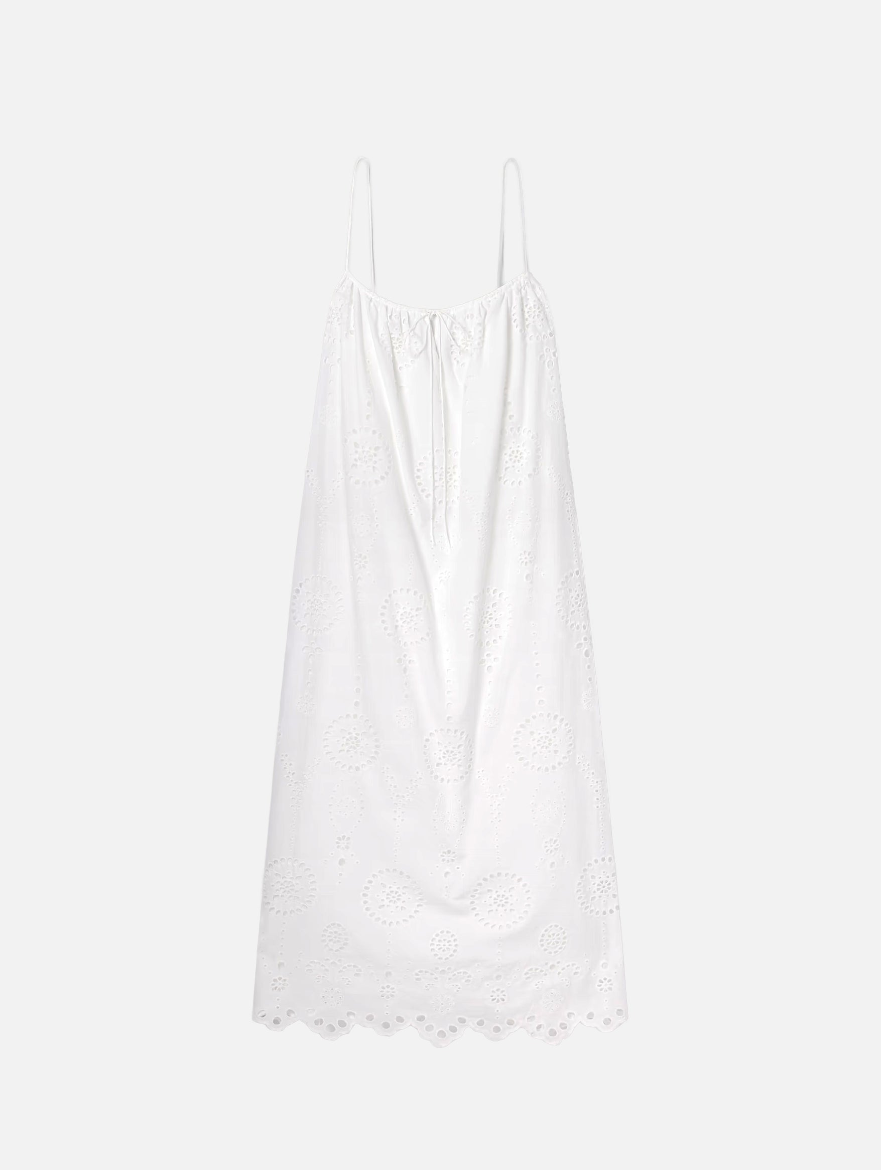 Broderie Cami Midi Dress in White