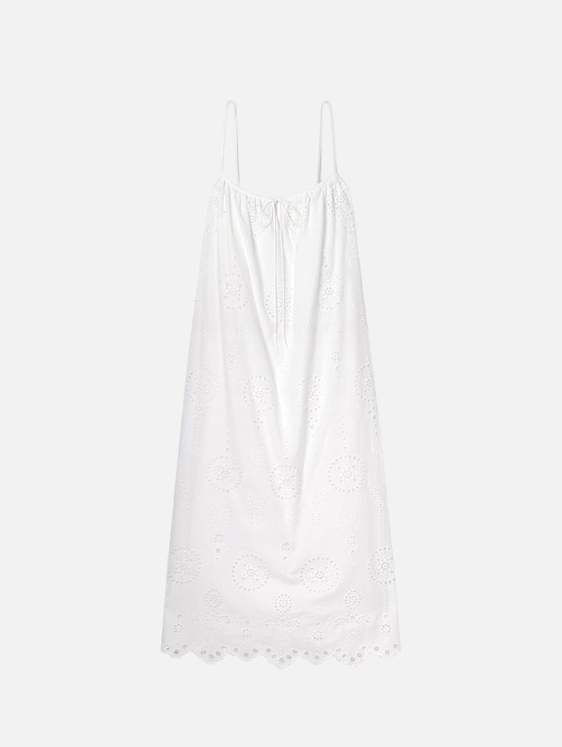 Broderie Cami Midi Dress in White