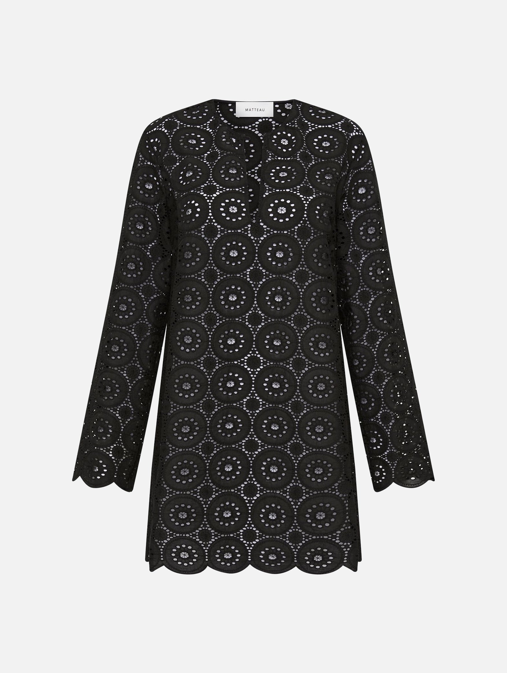 Broderie Tunic Dress in Black