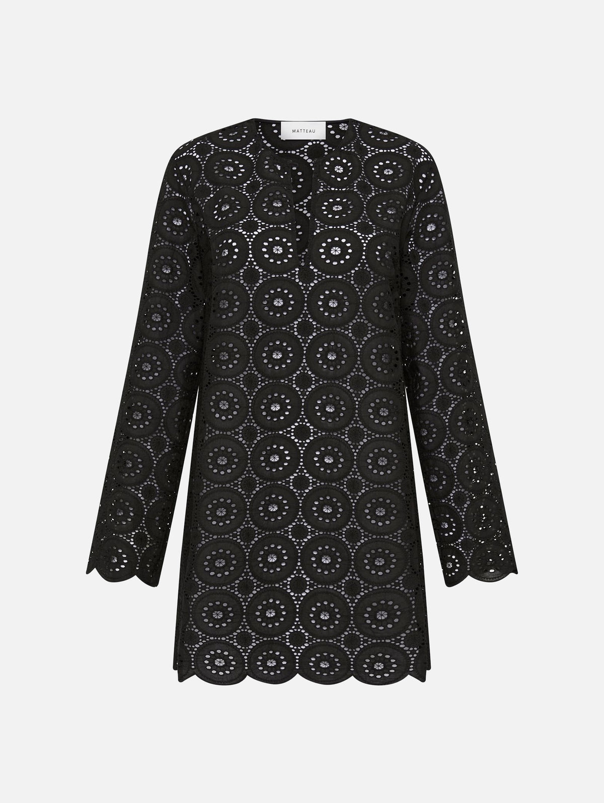 Broderie Tunic Dress in Black