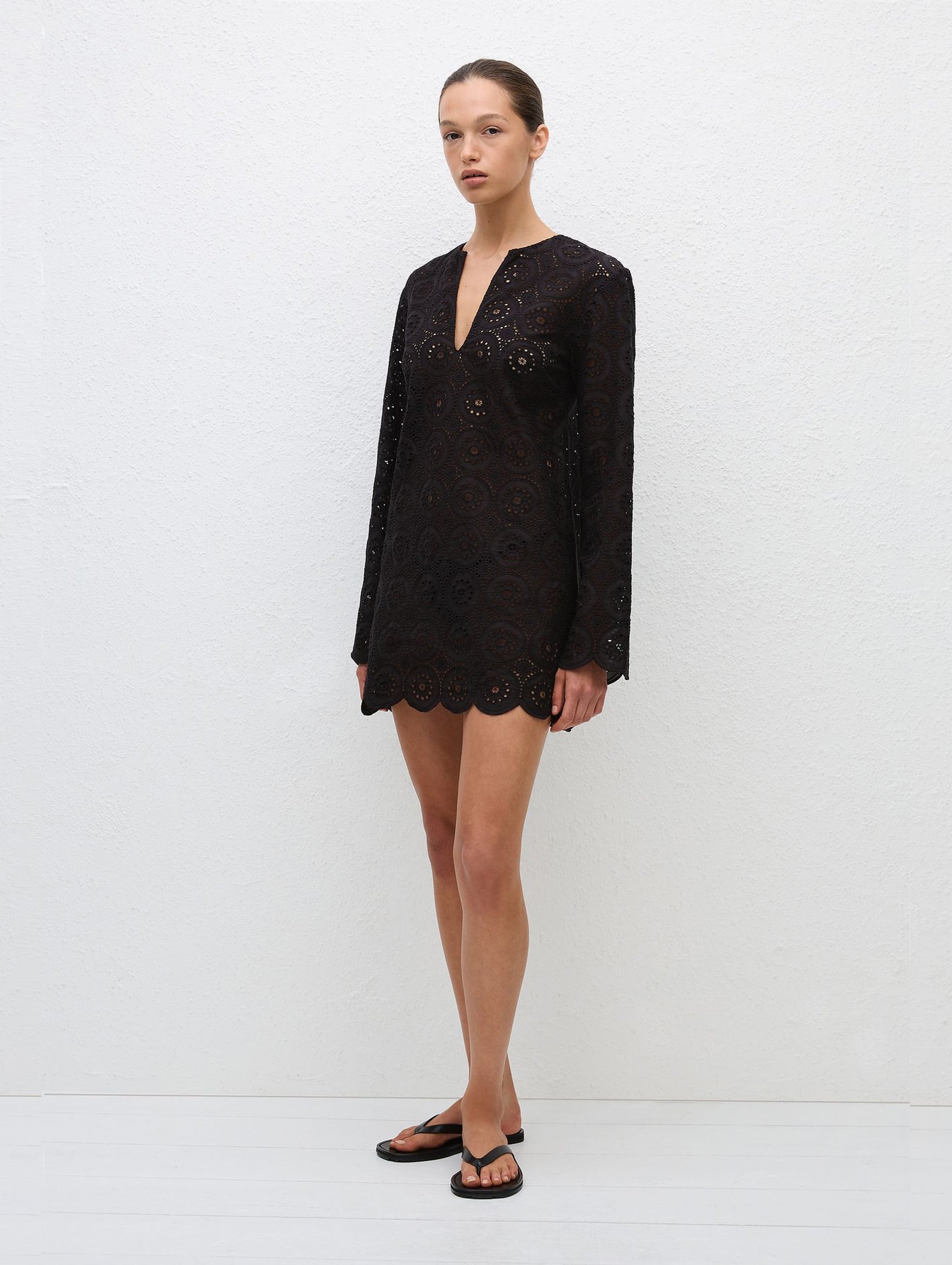 Broderie Tunic Dress in Black