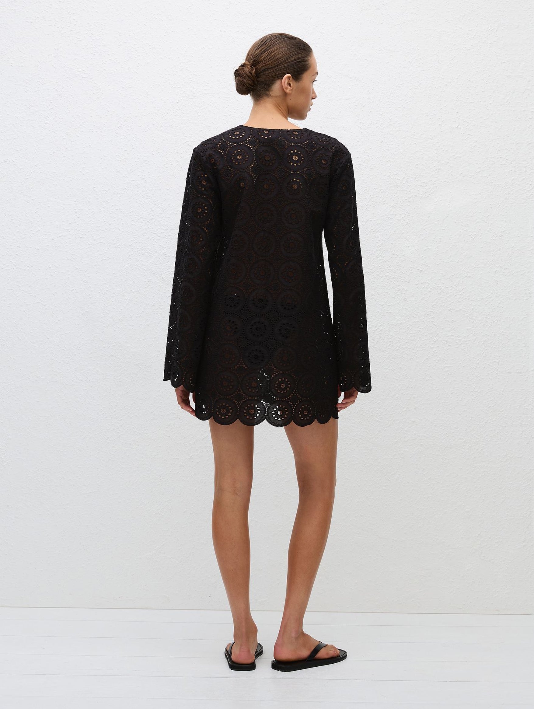 Broderie Tunic Dress in Black