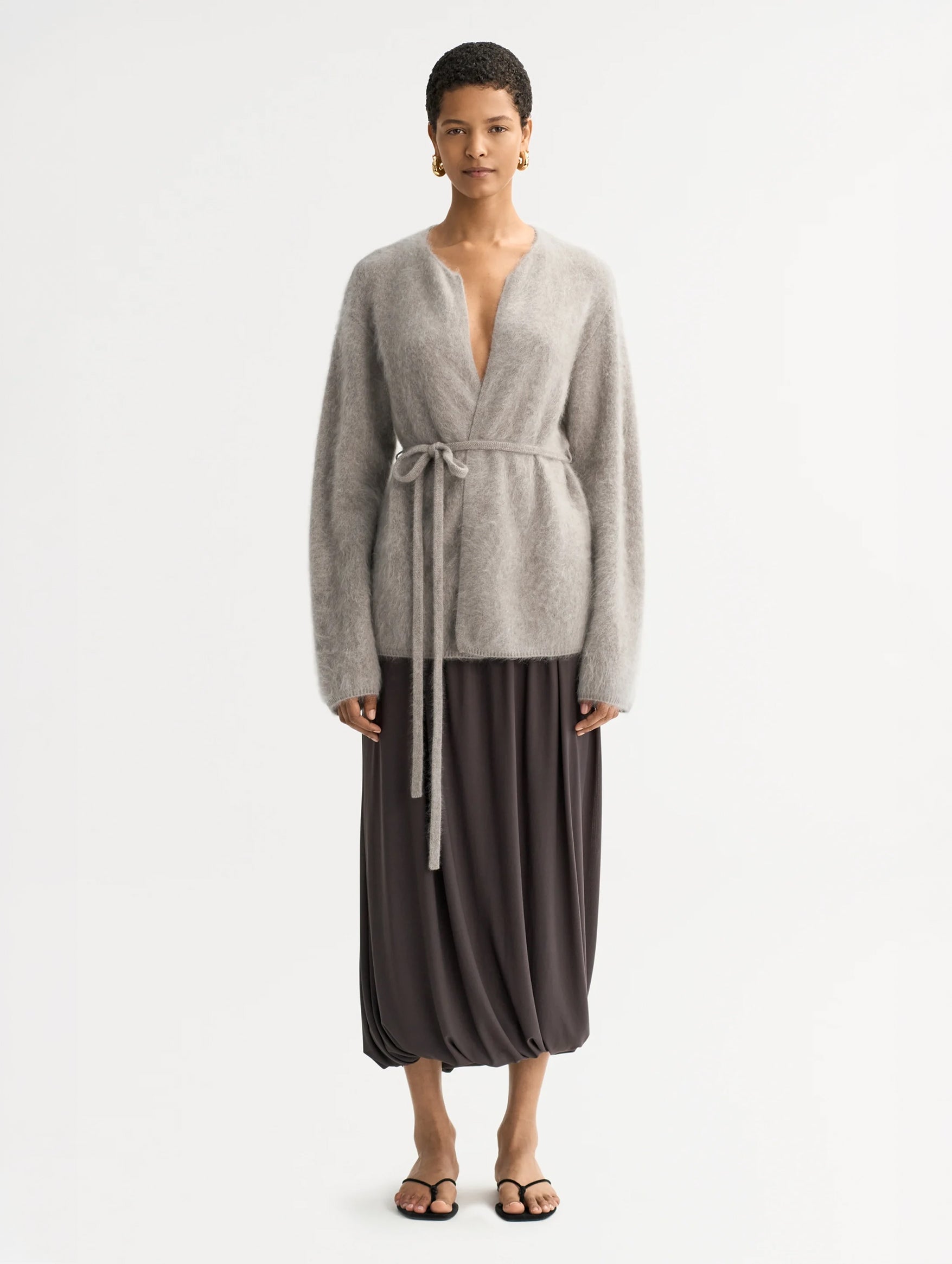Brushed Cardigan in Greige
