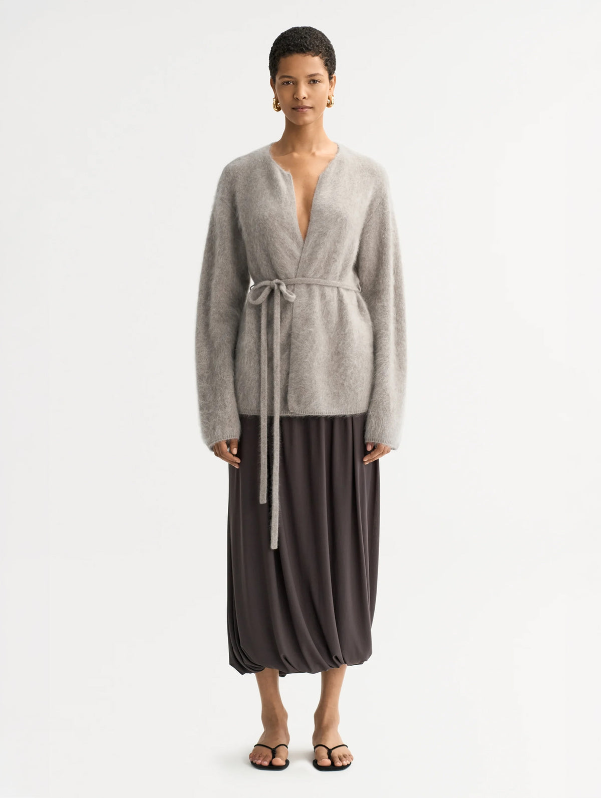 Brushed Cardigan in Greige