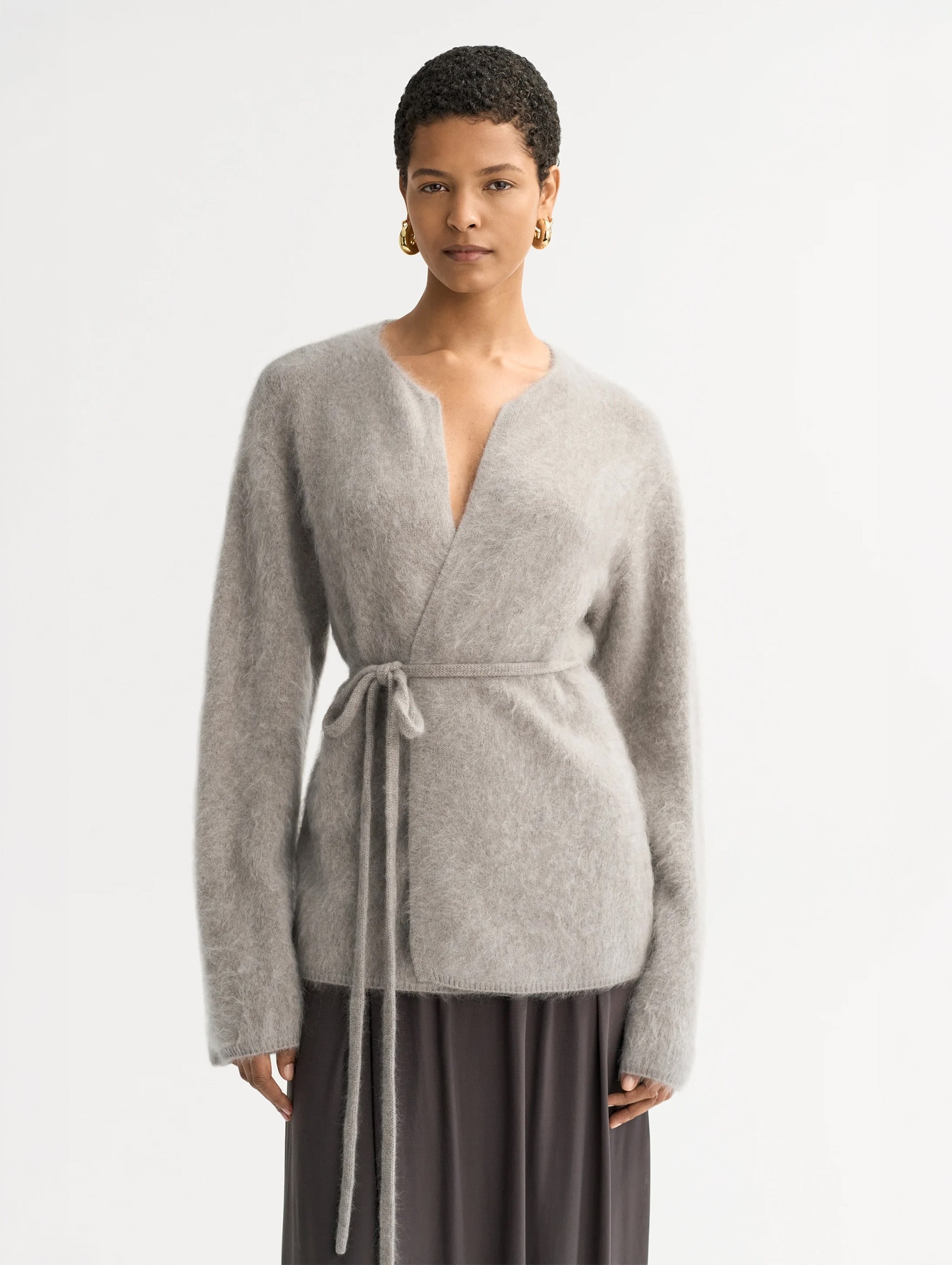 Brushed Cardigan in Greige