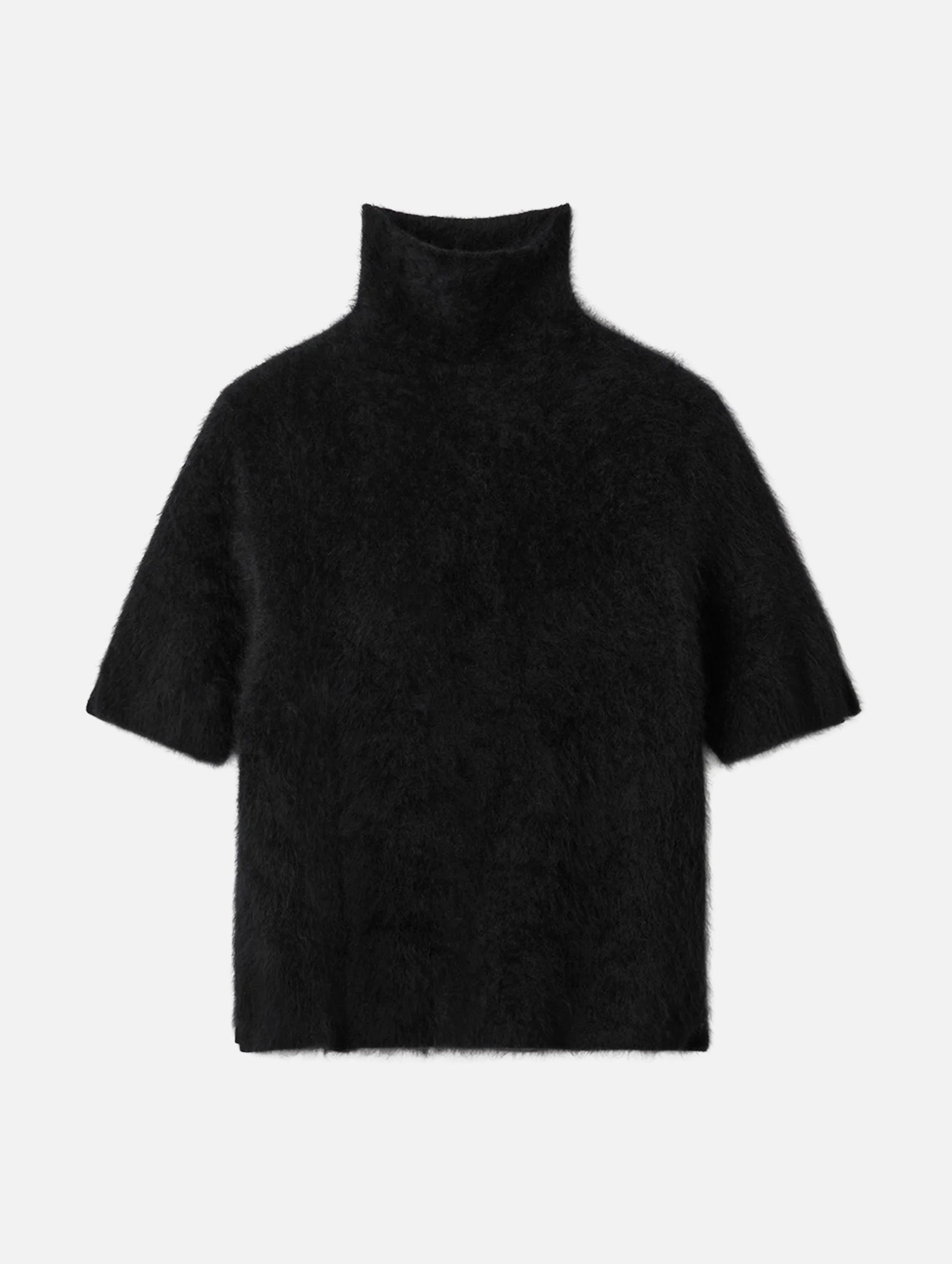 Brushed Short Sleeve Turtleneck in Black