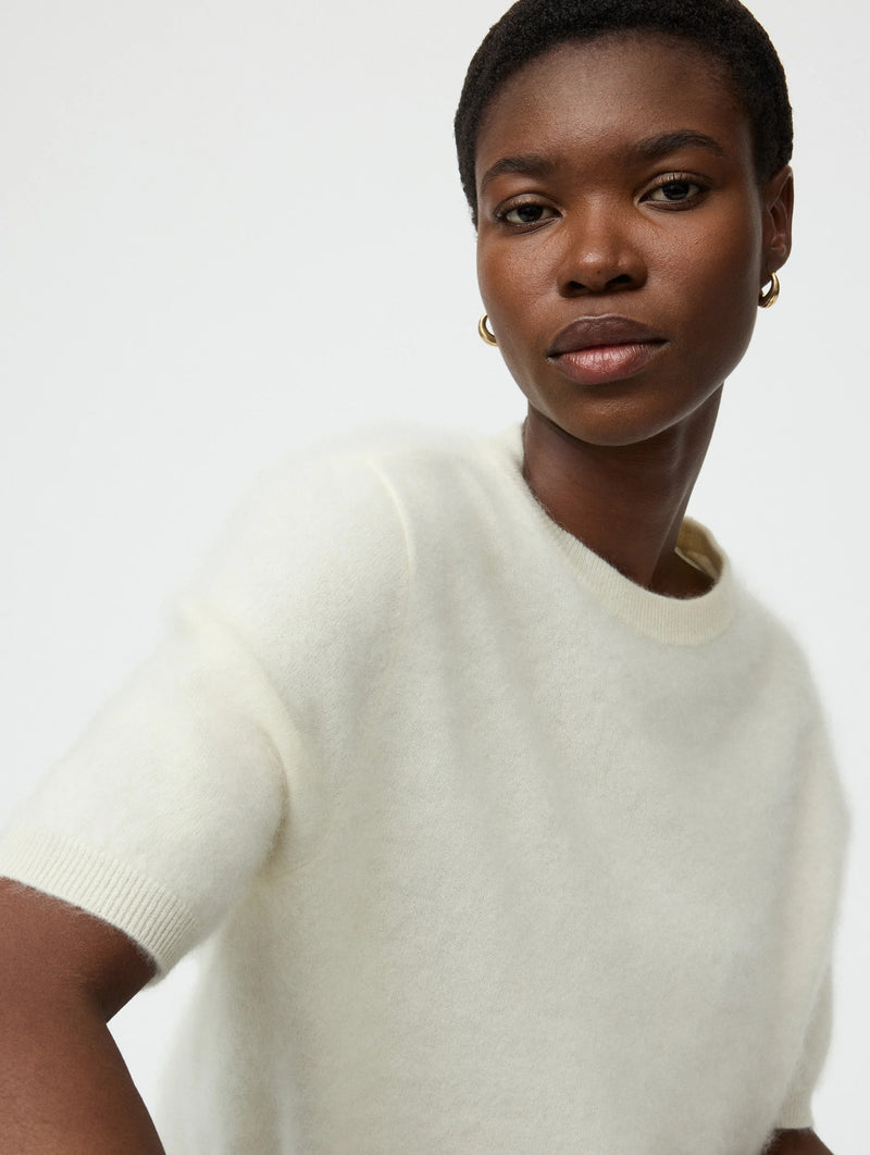 Brushed Short Sleeve in Feather White
