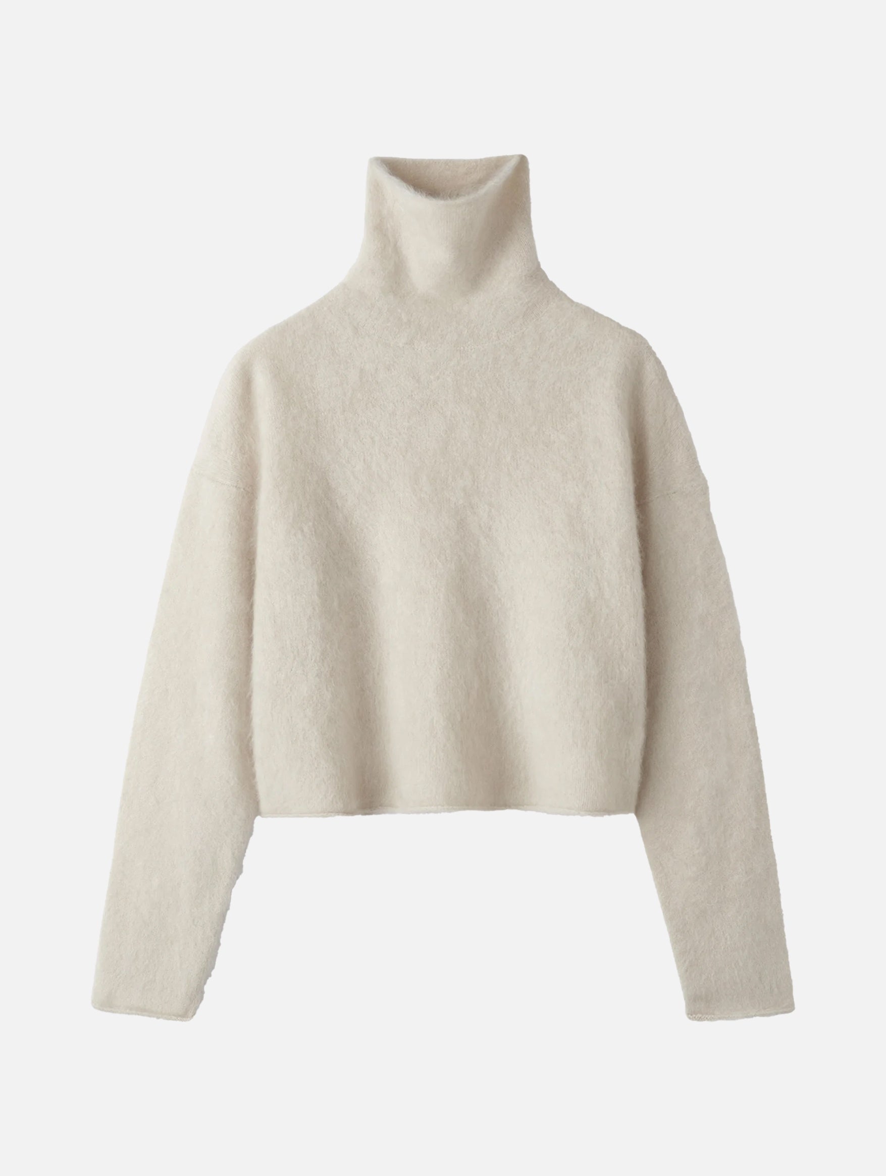 Brushed Cashmere Turtleneck in Chalk